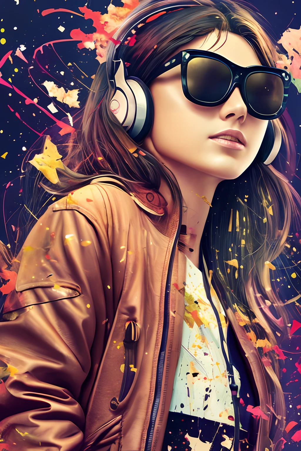 Perfect centering, Cute mouse, Wearing a student team jacket, Wearing sunglasses, Wearing headphones, cheerfulness, Standing position, Abstract beauty, Centered, Looking at the camera, Facing the camera, nearing perfection, Dynamic, Highly detailed, smooth, Sharp focus, 8K, high definition resolution, illustration, Art by Carne Griffiths and Wadim Kashin, White background. --auto --s2