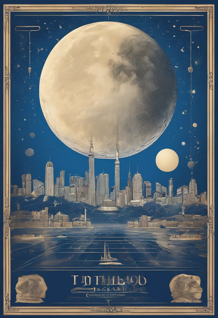blue backdrop,A bright moon