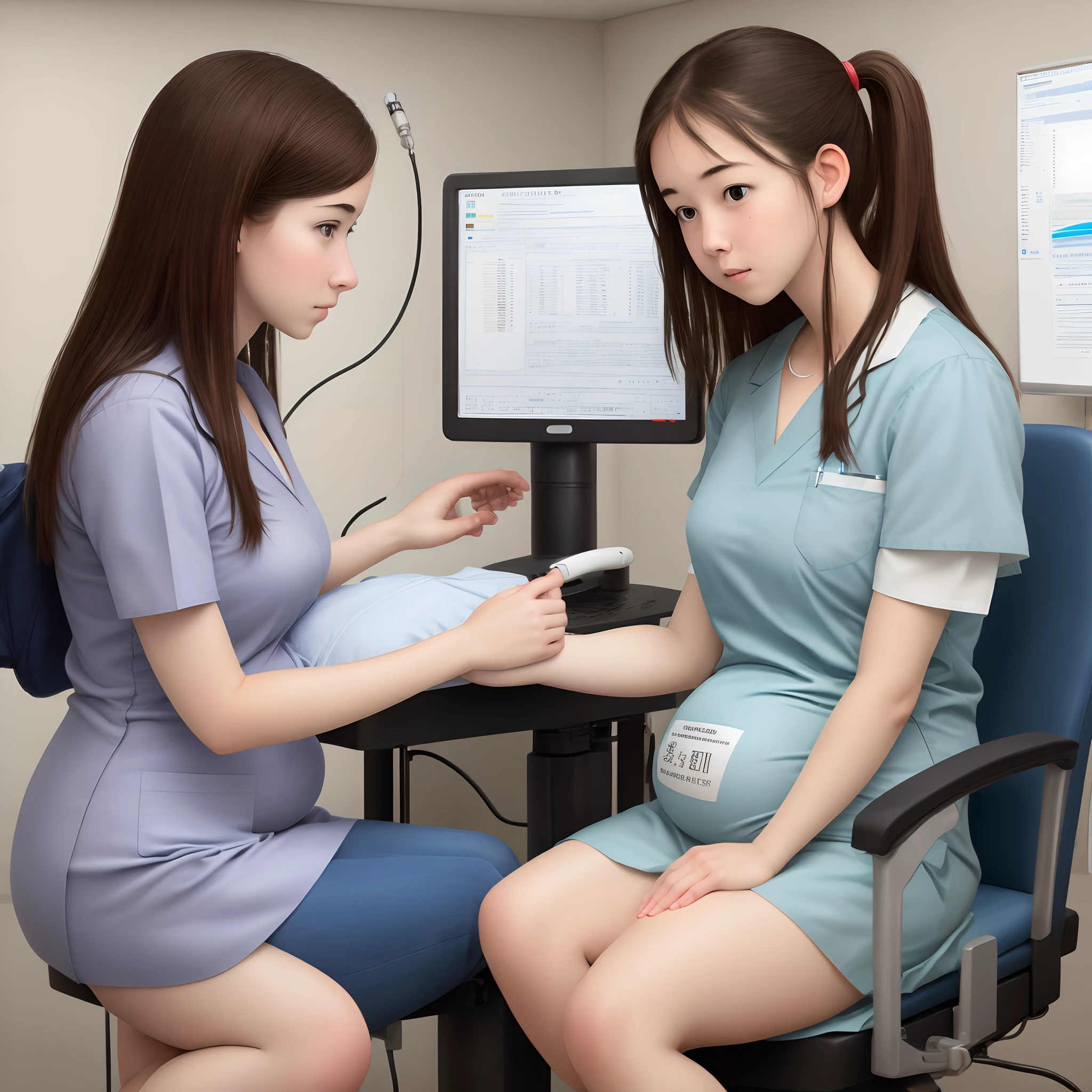 High school girl getting examined at obstetrics