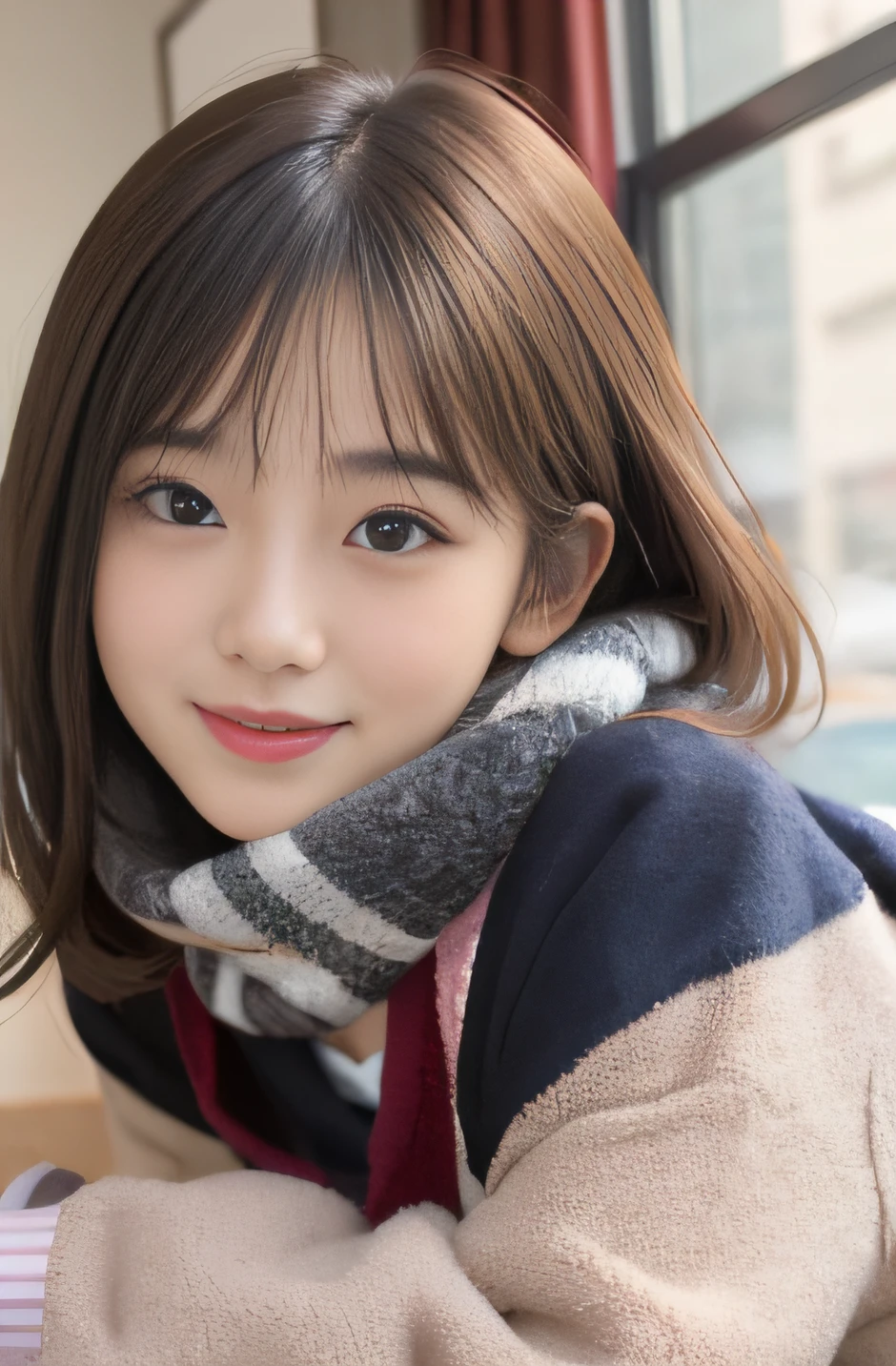 1girl, japanese gravure model, cute beautiful girl, medium breasts, firm breasts, clean face skin, smile shyly,
BREAK
(sexy feeling:1.2), (erotic feeling:1.2),
(hot-pillow hotel's room:1.2), (Immediately after sexual intercourse:1.3), (japanese high school uniform with sailor collar:1.2), sailor uniform, red scarf, (pleated check skirt:1.3),
(dynamic angle, dynamic pose:1.3),
BREAK
masterpiece, best quality, highres, detailed skin, detailed, detailed face and eyes, hi-res, natural lighting, perfect anatomy, physically-based rendering, photorealistic, symmetric clear eyes, well-groomed face,