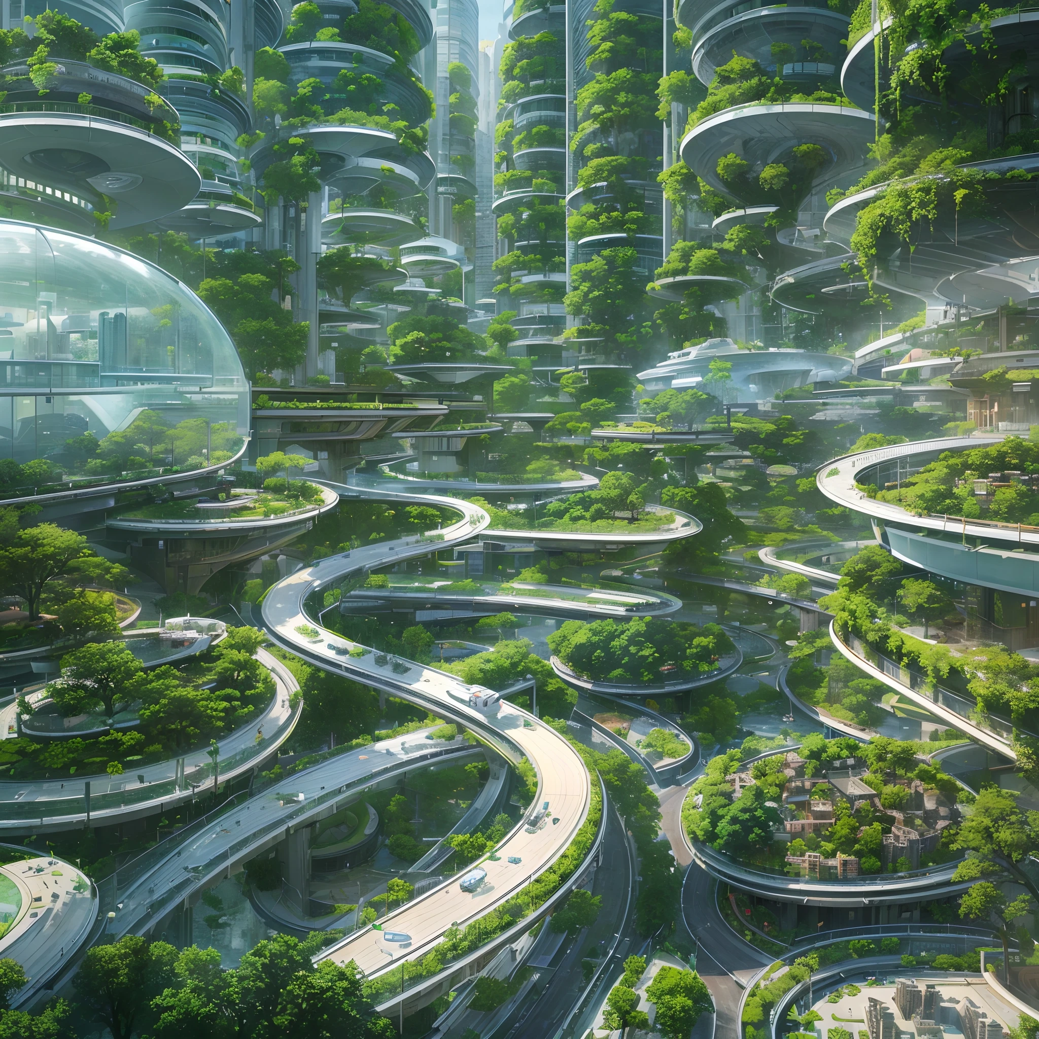 (Best quality,4K,8K,A high resolution,Masterpiece:1.2),Ultra-detailed,(Realistic,Photorealistic,photo-realistic:1.37),Wide-angle lens, Futuristic city, Smart Forest City, Smart cityscape,Mayan heritage, The interaction of nature and the divine world, An organic fusion of nature and urban elements, Streets of the future, Modern age city, planties, The vegetation is intertwined with the urban landscape, Harmonious synthesis, Futuristic architecture, Advanced technology, Lush greenery, futuristic skyscrapers, Vibrant colors, Nature-inspired design, Intelligent infrastructure, sustainable development, clean energy, Advanced transportation system, Floating garden, High-tech architecture, Connected ecosystem, Urban biodiversity, High-tech urban planning, Intelligent lighting system, Lively atmosphere, Futuristic mode of transportation (flying cars, Maglev train), aerial walkways, Transparent dome, Innovative urban agriculture, Vertical garden, holographic displays, Augmented reality integration, futuristic fashion, High-tech gadgets, Multicultural influence, Bustling city life