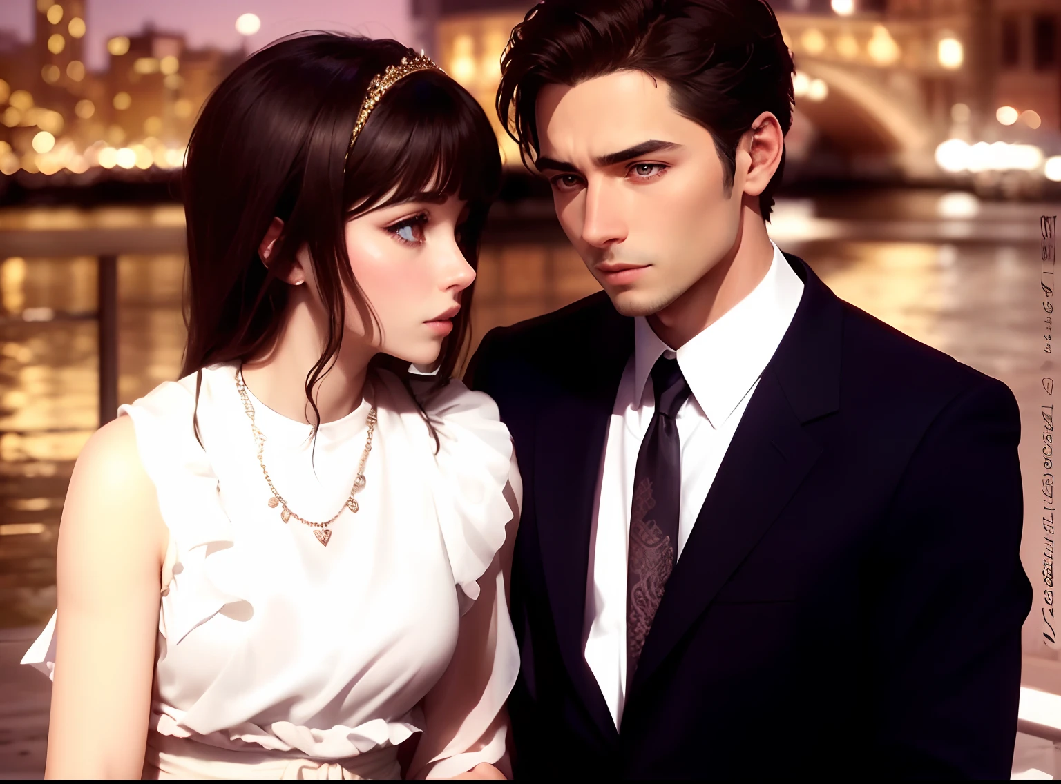 Young Man and Woman Look at each other, perfect eye anatomy, eyes symmetric, eyes perfectly centered, both eyes round, pupil and iris round, eye color dark brown, Every time you kiss me I'm still not certain that you love me ,((perfect eyes)), ((symmetrical)), Every time you hold me I'm still not certain that you care Though you keep on saying you really, really, really love me Do you speak the same words to someone else when I'm not there Suspicion, torments my heart Suspicion, keeps us apart Suspicion, why torture me 24k resolution, hyperdetailed, photorealistic, perfect face, suspicious.