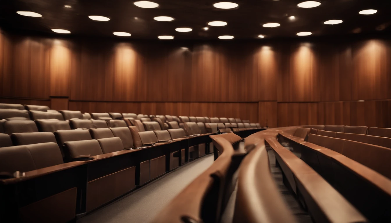 Empty lecture hall board view