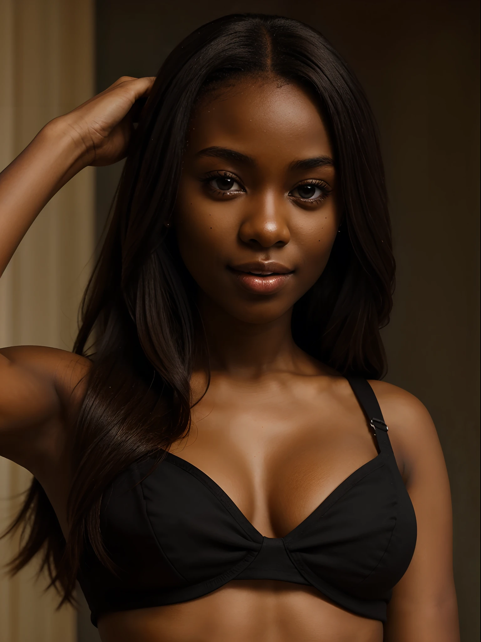 black, dark skin, nigger, negro, afroamerican stunning beautyfull girl, 22 year old lingerie expensive good material expensive purple bra, sexy pose small tits, photoreality, detailed eyes, detailed fingers, detailed moutch, detailed skin, real skin, sexy pose, instagram photomodel, model, gorgeous and fit, good light, gym background, sweaty skin, wet hairs, sexy pose, joyfull smile