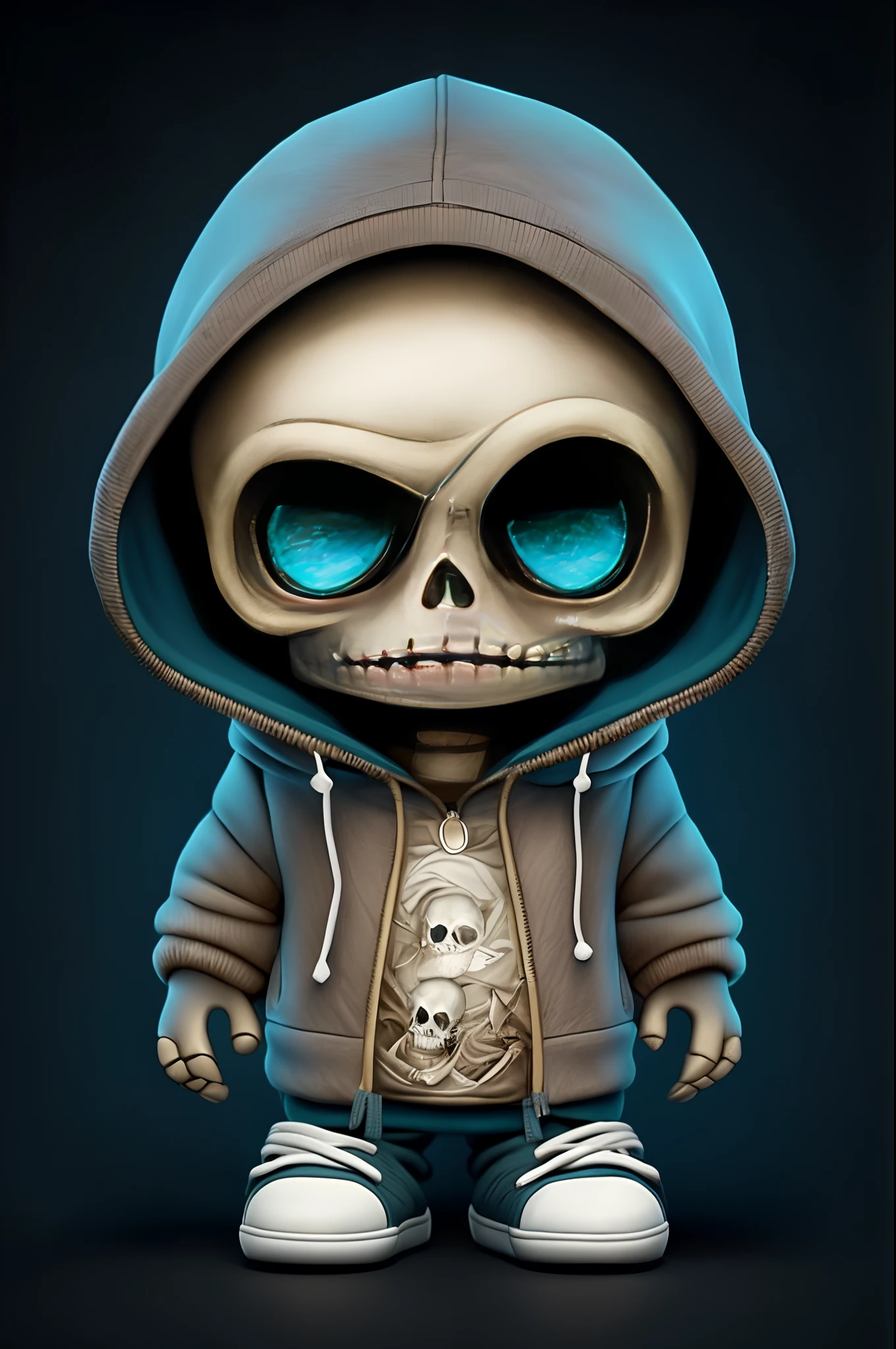 a cartoon skeleton wearing a hoodie and sneakers, cute skeleton, cute detailed digital art, hooded skull, cute digital art, cute 3 d render, cute detailed artwork, [ trending on cgsociety ]!!, dark but detailed digital art, highly detailed cgsociety, lowbrow art style, very coherent. high detail, cute artwork, detailed digital 3d art, hd phone wallpaper