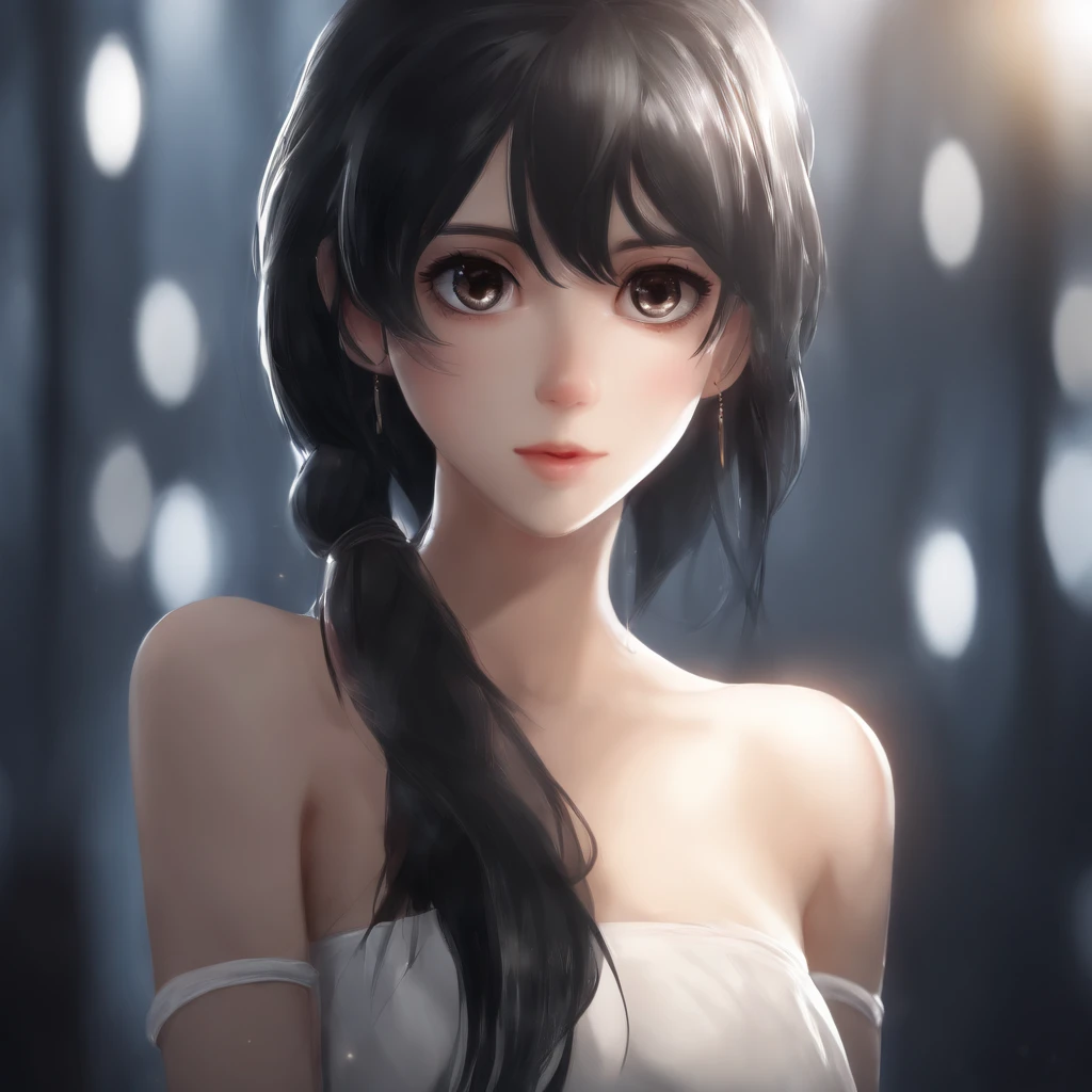 anime,(face),(beautiful detailed eyes), black hair,sliver eyes, masterpiece,looking at viewer, best_quality, white background,masterpiece,naked, arms behind back,