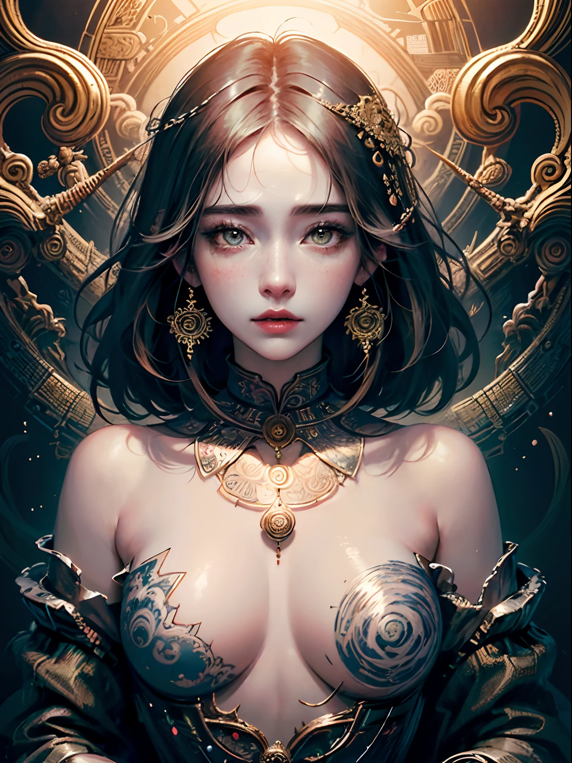 Official art、unity 8k wall paper、ultra-detailliert、Beautifully Aesthetic、masterpiece、top-quality、(Zentangle、a Mandala、Tangles、Tangles)、(Fractal Art:1.6)、One girl、short-hair、Hair Ornament、ighly detailed、Dynamic angles、The most beautiful forms, the chaos、elegent、Brutalist design、Vibrant colors、romantism、James Jean、roby dwi antono、by Ross Tran、Francis Bacon、Michal Muratz、Adrian Guyney、petra cortright、Gerhard Richter、Takato Yamamoto、Ashley Wood、(Photorealsitic:1.2)、