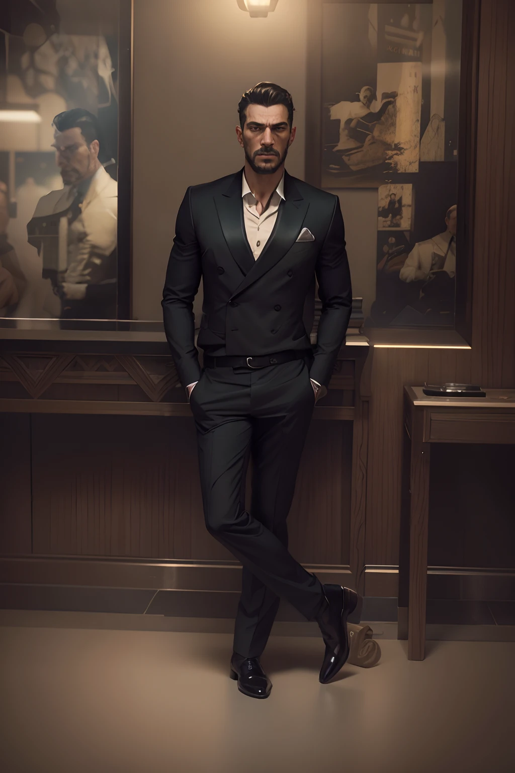 Heroic male face, Italian mafia, cinematic,elegance, realistic, wearing nice suit