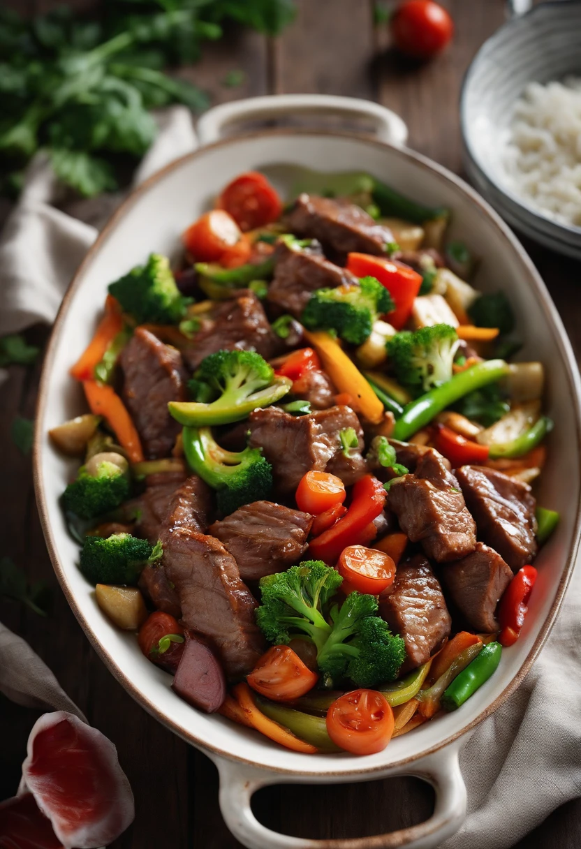 Stir-fry de Carne Magra com Vegetais.