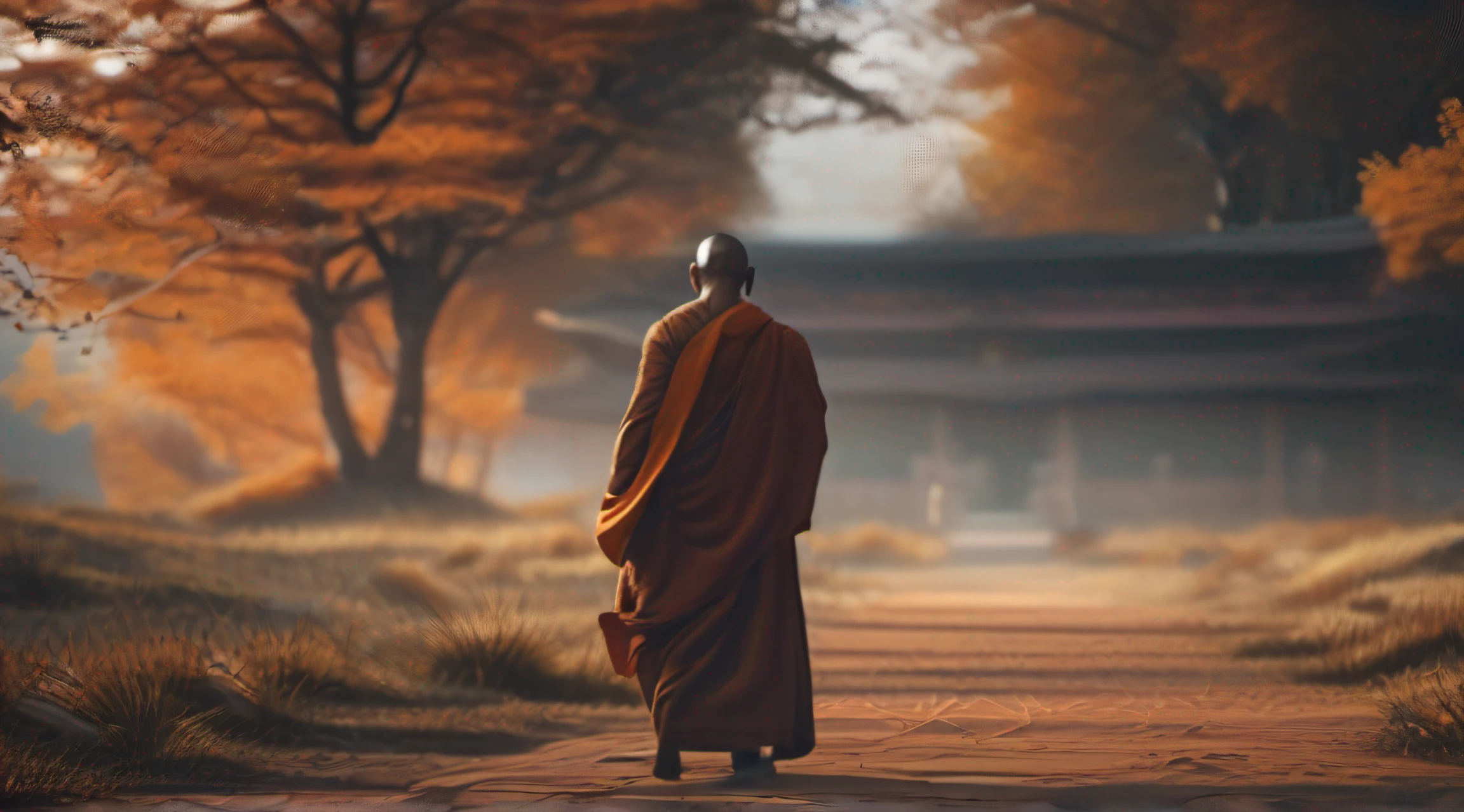 Ultra HD 4K wallpaper (((("Masterpiece")))), [Create a new scene from "stars" movies] "โรงmovies" "very detailed" ((Vertical)) Monk standing and chanting