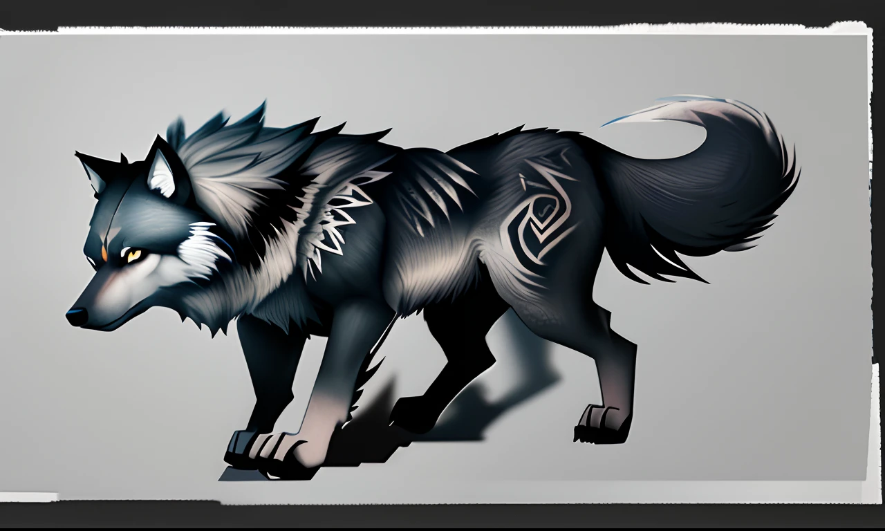 Wolf tattoo illustration ,(Arte peluda), alta qualidade