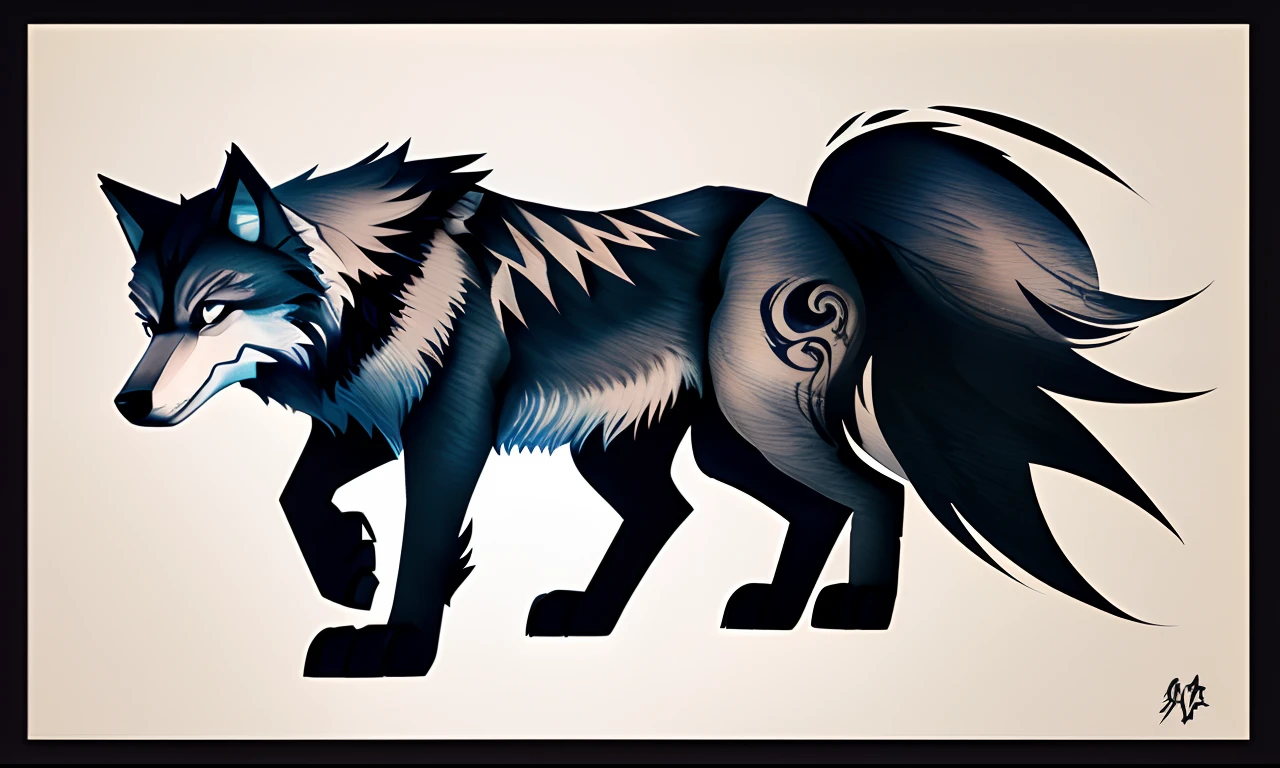 Wolf tattoo illustration ,(Arte peluda), alta qualidade