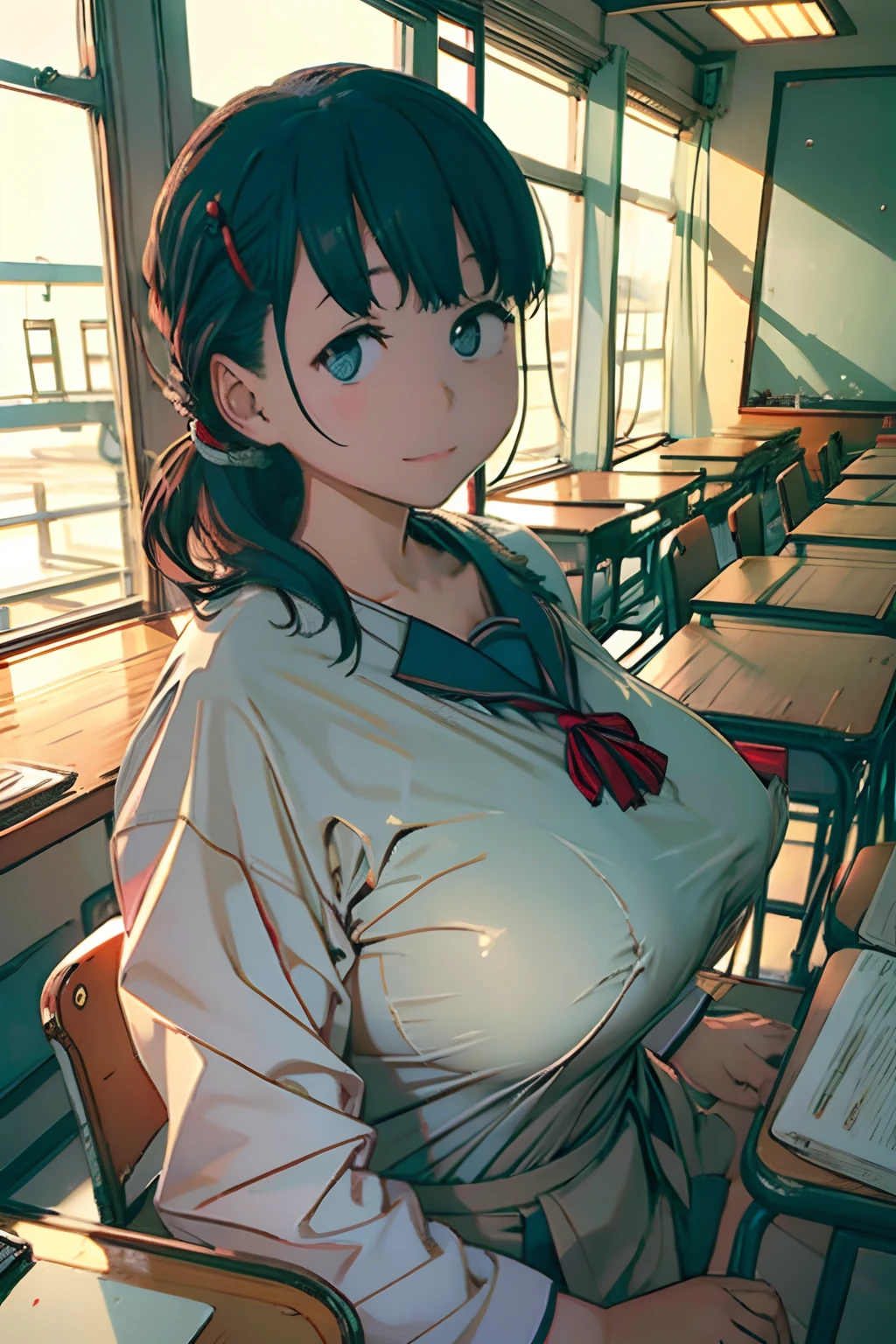 huge tit　Japan Schools　‎Classroom　a sailor suit　a smile