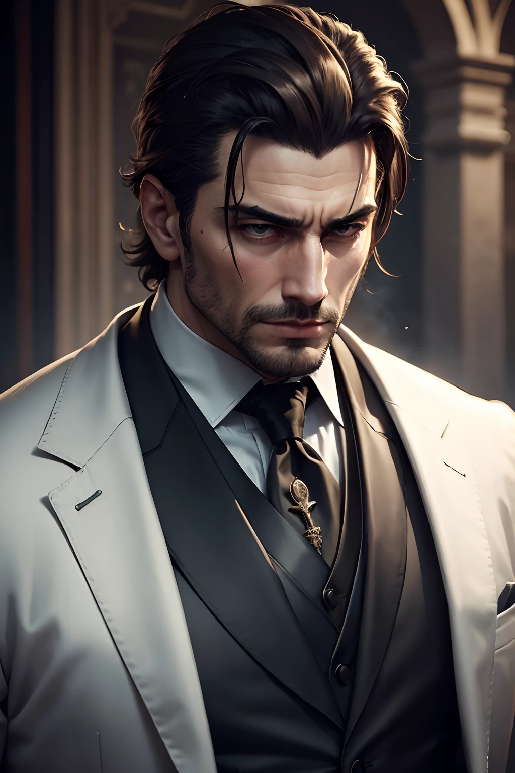 Heroic male face, Italian mafia, cinematic,elegance, realistic, wearing nice suit