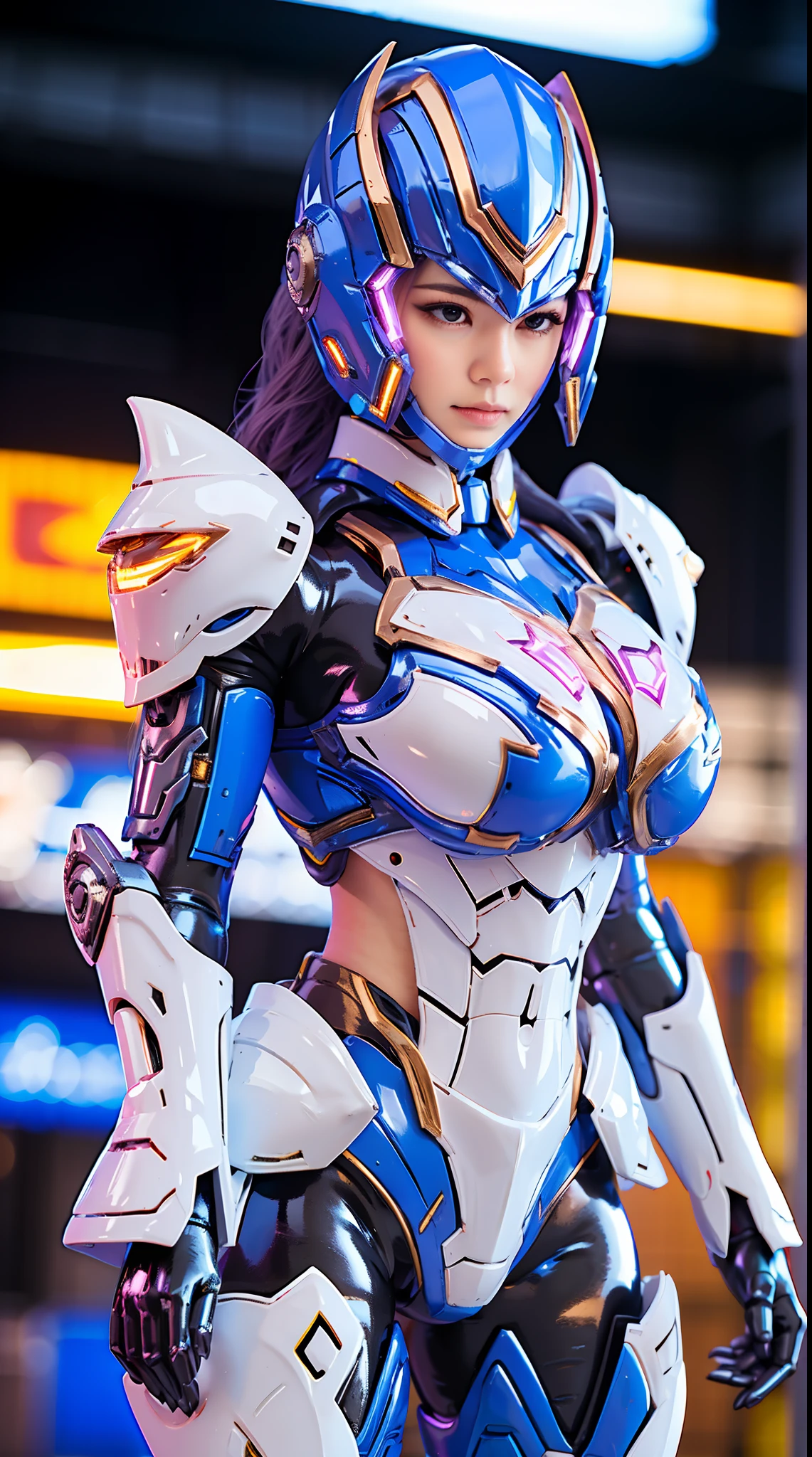 vonnyfelicia, CLOSE UP UPPER BODY, solo, COWBOY SHOT PORTRAIT, lightning auras tekken, ((HEADSET GAMING HEADPHONE, MULTIPLE COLOR SHORT HAIR:1.4)), (GIGANTIC ROUND BREASTS, K-CUP SIZE BREASTS, SQUEEZE CLEAVAGE TOP, 11 LINE ABS:1.5), (TIGHT purple FUTURISTIC HUMANOID MECHA OVERWATCH ARMOR:1.5), (MUSCULAR BODY SHAPE:1.5), (CLEAN GLOSSY BODYSKIN:1.5), (LOOKING AT VIEWER:1.6), (BACKGROUND FUTURISTIC SPACE STATION:1), (Photorealsitic:1.5), (Ultra-detail), (TOP-QUALITY), (BEST SHADOWS), BRIGHT LIGHT IN ROOM, HYPER TEXTURE, (4X MSAA), ((UNREAL ENGINE 5 RENDER)), (NEON), PHYSICALLY-BASED RENDERING, ULTRA HIGHT DEFINITION, 16K, 1080P.
