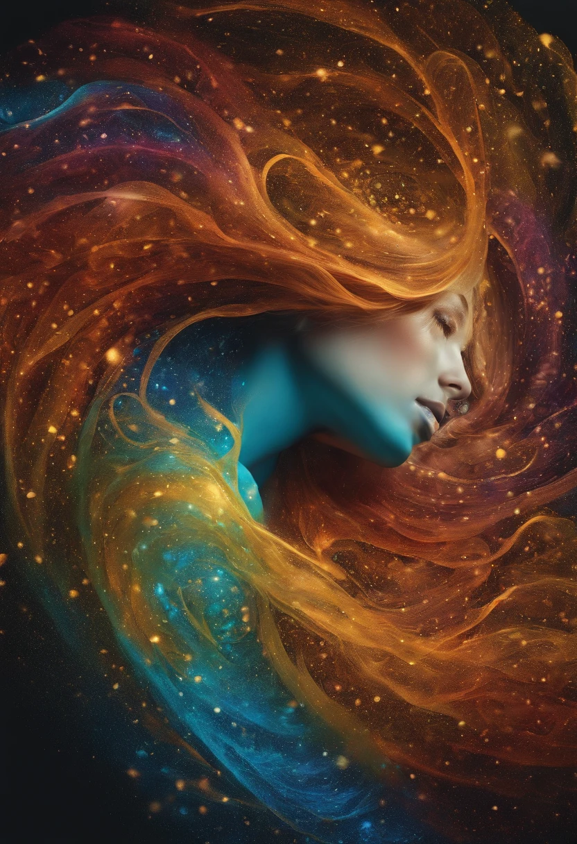 The Nebula Fairy, her body is the color of A galaxy, her hair so long and bright it resembles streaks of light. Stardust comes from her fingertips as if she is finger painting space with stars. She lets off beautiful celestial hues that shift harmoniously, echoing the captivating beauty of the cosmos