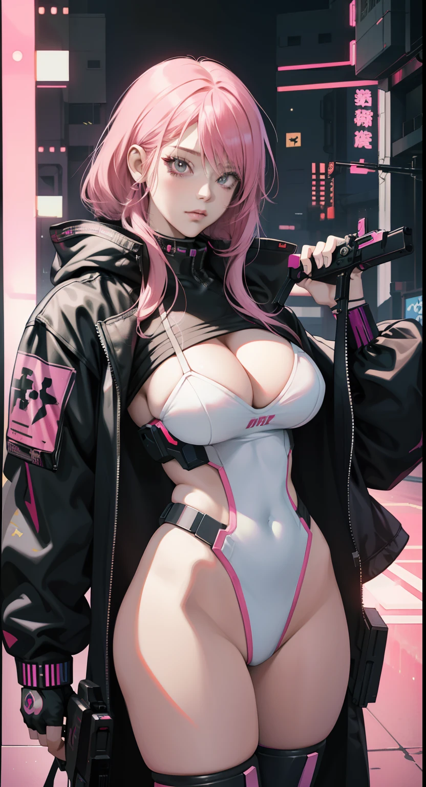 Nsfw anime girl with pink hair and a gun in her hand, female cyberpunk anime girl, cyberpunk anime girl, oppai cyberpunk, digital cyberpunk anime art, anime cyberpunk art, cyberpunk anime art, cyberpunk anime girl mech, cyberpunk anime girl in hoodie, digital cyberpunk - anime art, modern cyberpunk anime, dreamy cyberpunk girl, cyberpunk girl, cyberpunk themed art