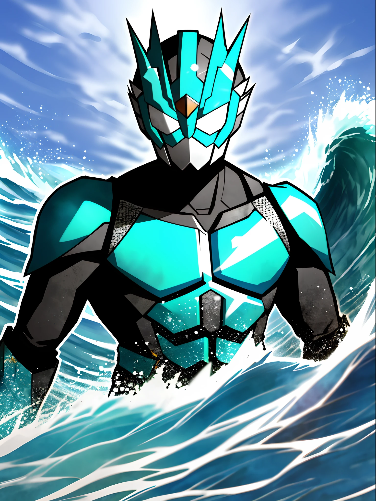 Wave background,Blue Kamen Rider