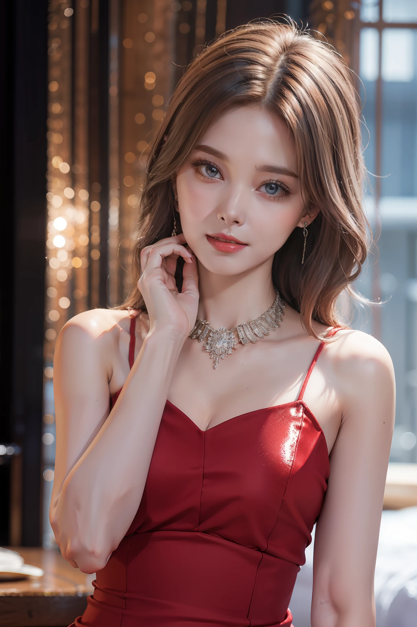 Top quality work,Photorealistic works,Ultra Premium Graphics,8K HD CG works,High-quality graphics,High-definition fine CG works,10x pixel,Ultra-fine details:1.1,Advanced technical details:1.1Photographically realistic,Indoor lighting effects:1.5,Natural light:1.5. light effect(Virtual Light Effects:1.8),超A high resolution,Shiny Blue Dress,Long silver hair,Silver hair,Transparent hair,High Detail Hair(Premium Hair Detail:1.1)Clear eyes,Good looking double eyelids,Sharp eye makeup, Delicate makeup for eyelashes, Thin eyebrows, ultradetailed eyes,High Nose, lovely red lips, Rose cheeks, Face with delicate makeup , Pretty Face, A perfectly proportioned face,(Advanced facial details:1.1)Collection of shiny blue luxury dresses,Blue Sequin Dresses,Sequin coat,shiny,Tight long skirt,Summer Sexy Hip Wrap Fishtail Sleeveless Commuter Maxi,Horse Stockings 100%Oil Gloss Panst Gloss Silk Luster 8D Black Silk Woman,stiletto heels,mitts,Beautiful long dresses,wonderful dress,Bright Red Series,Haute Couture Dresses Collection,Dress Photography,Authentic dress works,In the banquet hall,Women's Artwork,full-body view,Goddess of Dress,真实感,amazing,Today's eyes are bright