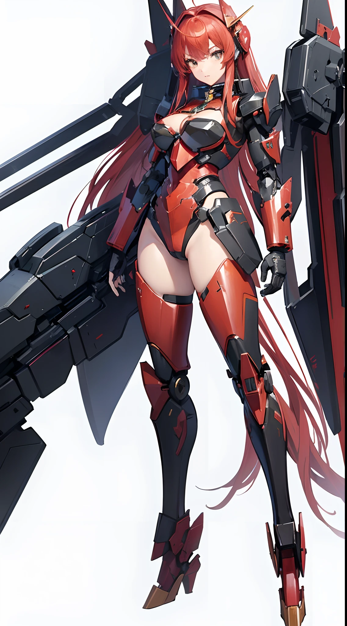 ((8K)), ((32K)), ((top-quality)), ((masterpiece)), ((超A high resolution)), ((T-Mastepiece)), detailed skin textures, Detailed Cloth Texture, Detailed metal texture、((beautifull detailed face))、Raw photo、proffesional, Ultra-fine painting, ((独奏)), ((Woman dressed as Mecha Angel)), beutiful breast, concept-art, anime fantasy artwork, detailed fantasy art, (with red hair and large red wings,), (((Twin-tailed))), (mechs:1.6)Sleek and menacing design, ((Armament of the commander-in-chief)), Black and golden armor based on red, symmetrical wings, 8k high quality detailed art, 3D rendering of character art in 8K, defined legs, Defined, defined fingers, NSFW