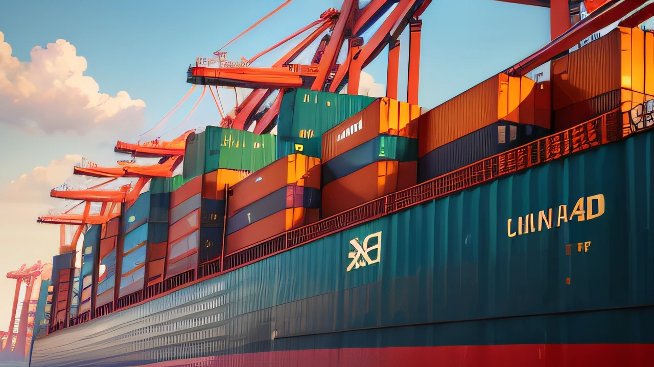 (high-level image quality,Container Terminal,stacked containers,cranes,from below looking up),oil painting,ultra-detailed,(best quality,4k,8k,highres,masterpiece:1.2),HDR,UHD,professional,vivid colors,physically-based rendering,portraits,studio lighting