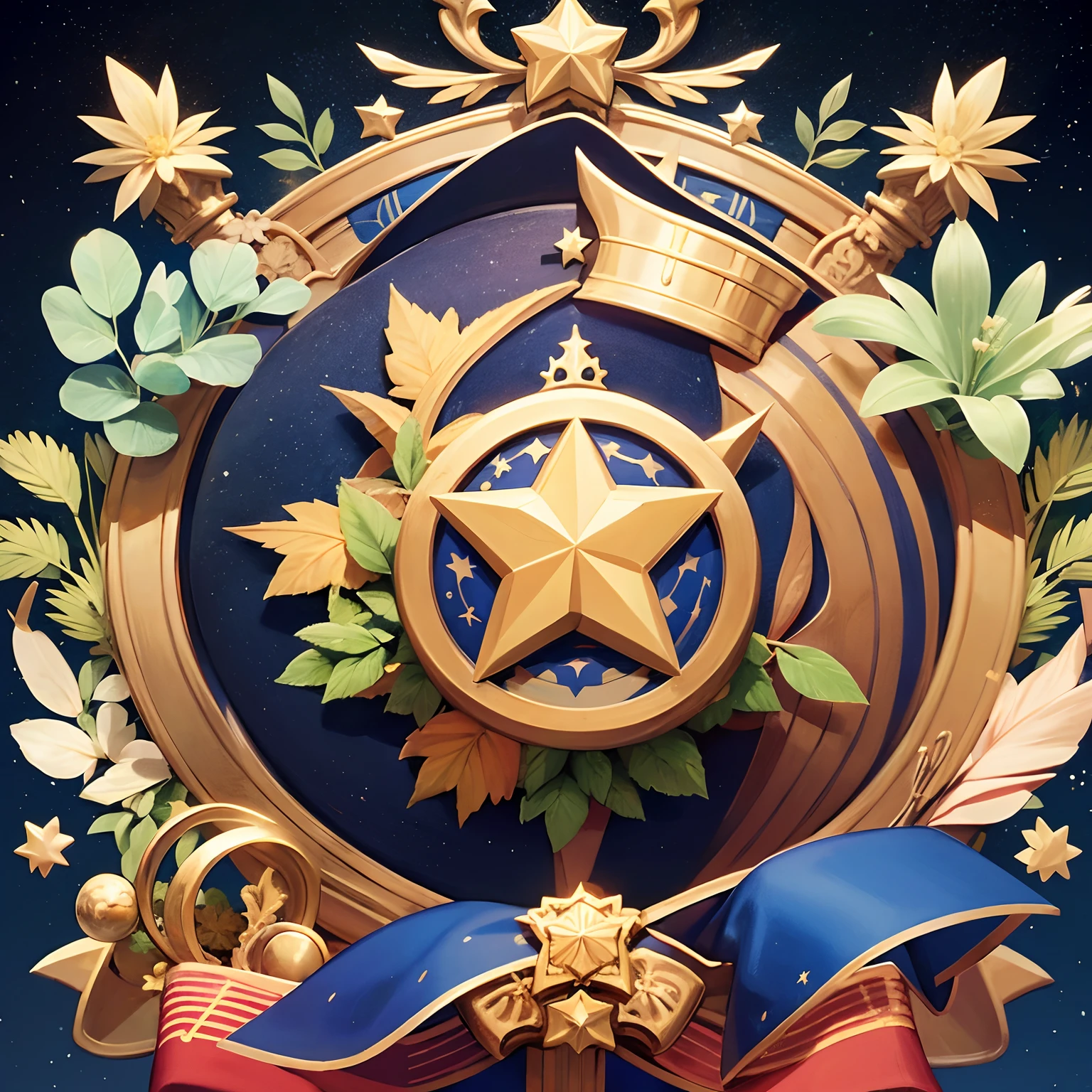 Coat of arms, star, knights, and plants, magic
