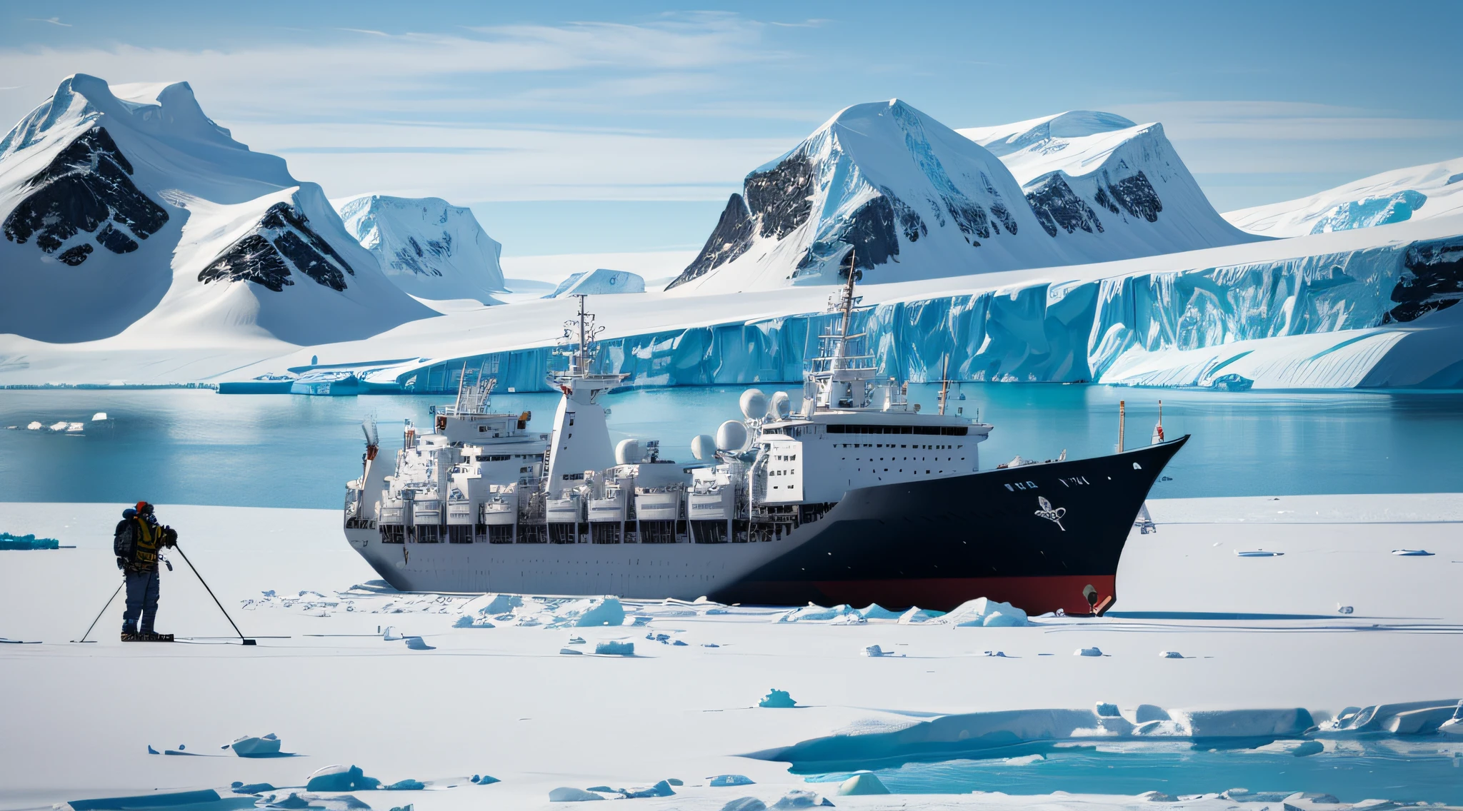 Create a transporting supplies and crew members in Antarctica 4k