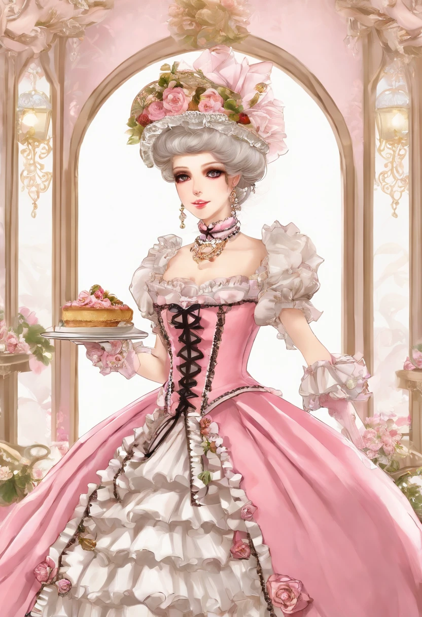 Arafe in a pink and black dress and hat, Takanobu Fujiwara(Takanobu Fujiwara)Digital rendering inspired by, pixiv, rococo, Victoria Gothic ta Fashion, Lolityle, Rococo Queen (Rococo Queen) (Rococo Queen (Rococo Queen)) (Rococo Queen (Rococo Queen) (Rococo Queen (Rococo Queen))) (Rococo Queen (Rococo Queen) (Rococo Queen (Rococo Queen)) (Rococo Queen (Rococo Queen) (Rococo Queen (Rococo Queen)))) (Rococo Queen (Rococo Queen) (Rococo Queen (Rococo Queen)) (Rococo Queen (Rococo Queen) (Rococo Queen (Rococo Queen))) (Rococo Queen (Rococo Queen) (Rococo Queen (Rococo Queen)) (Rococo Queen (Rococo Queen) (Rococo Queen (Rococo Queen))))), gothic maiden anime girl, rococo dress, anime girl in a maid costume, lolita fon, Catboy's cosplay! Maid! one-piece
