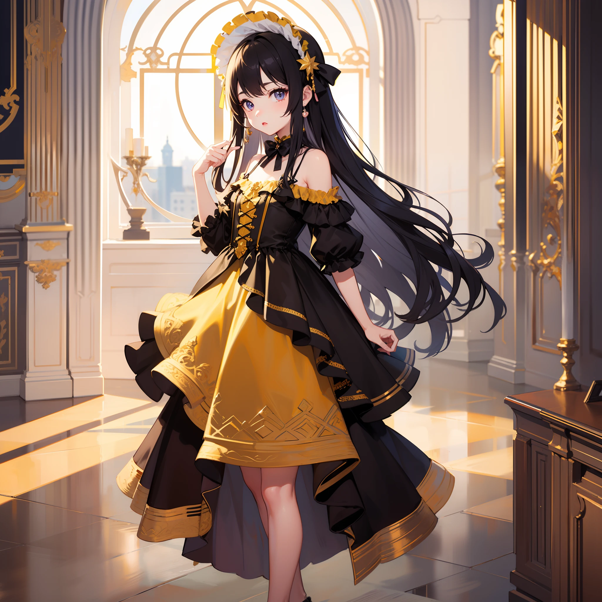very cute female :1.1,10 yo,action:1.6,Gothic Lolita cloth:1.8,BREAK full body shot,medium shot,BREAK (kawaii,loli:1.5),livingroom:1.5,Summer,day, Long hair,flat chest,Wind,BREAK (extremely detailed CG unity 8k portrait),(highly detailed fingers),(Masterpiece: 1.3),(ultra detailed face),(Exquisite Detail: 1.2),highly detail Eye,(Highest Quality:1.4), (Super-Resolution: 1.2),(super fine illustration), Eyelashes, Best Quality,super detailed skin,