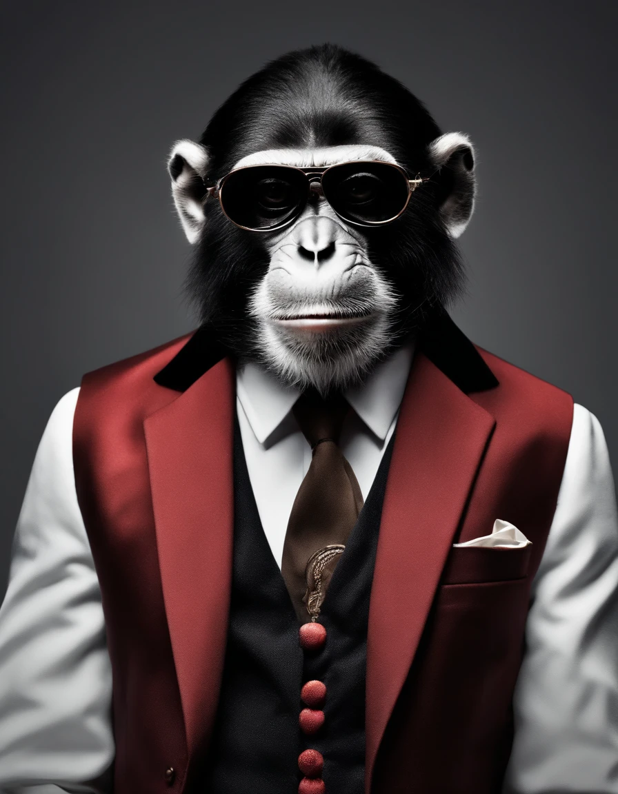 ((top-notch quality)), ((Obra)), ((Verdadeiro-para-vida)),
Assunto: Hyper-realistic photograph of an elegant monkey smoking a cigar
Average: Photography
Resolution: 4K
Alerta positivo: Create a ((top-notch quality)), ((Obra)), ((Verdadeiro-para-vida)) Photograph capturing the essence of a monkey in a black tuxedo suit and sunglasses, Smoking a lit cigar with an air of sophistication. O macaco deve ser colocado ereto, Exuding confidence and style. The composition should focus on the face and upper body of the monkey, with the lit cigar held casually in one hand up to his mouth. Capture bits of smoke around the monkey's head, Aumentando a atmosfera.
Make sure the image is perfectly clear and detailed, mostrando os pelos finos e rugas no corpo e no rosto do macaco. Pay close attention to the details of the tuxedo suit, adaptando-o para caber na moldura do macaco de forma realista. The white dress shirt and bow tie should be crisp and organized, emphasizing the appearance of the monkey.
Aviator-style semi-reflective sunglasses should obscurely protect the monkey's eyes, Increasing the enigmatic aura. Destaque a extremidade acesa do charuto, making it glow brightly and casting subtle reflections on the monkey's surroundings. The fine smoke that revolves around the area of the monkey's hand and head should be portrayed realistically, contribuindo para a atmosfera geral.
Incorporate an incredibly high level of realism when portraying skin textures, fios de cabelo, brasas de charutos, and smoke, como se fotografasse um macaco da vida real. 4K resolution should capture all the intricate details, permitindo que o espectador aprecie as nuances finas da cena.