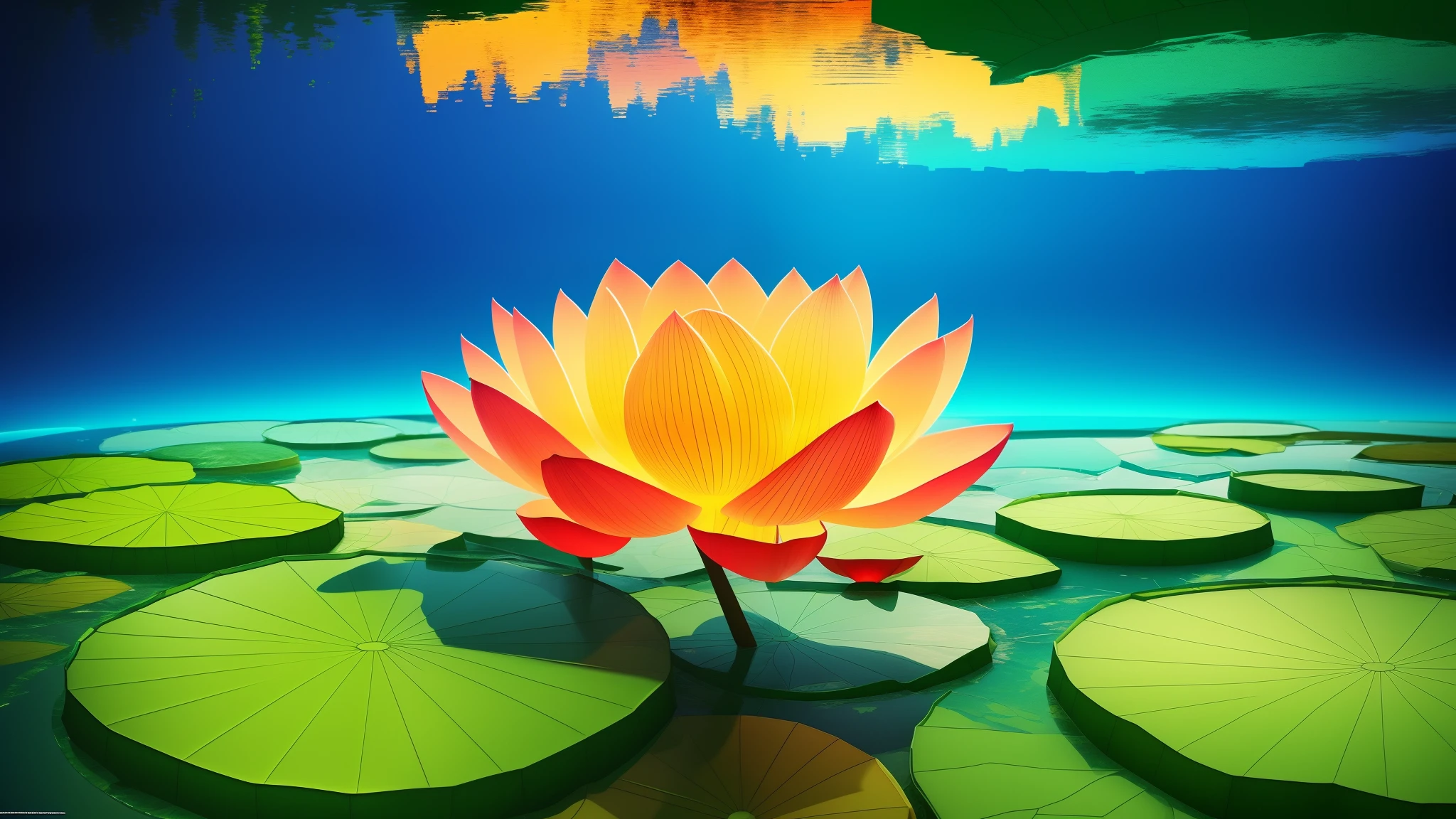 a lotus made by translucent silk material, mainly white orange green and blue, flowing transparent, close up, concept stream of consciousness, beautiful and rich atmosphere , transmutation, wonderful, novelty, fuzzy and dreamy, C4D, color plane surreal and ethereal, multilayered, foreground, vista, psychedelic surreal art, surreal psychedelic design, dreamy art style, illusion psychedelic art, simple, super three dimensional, dark background, masterpiece , high quality, highly detailed , wallpaper