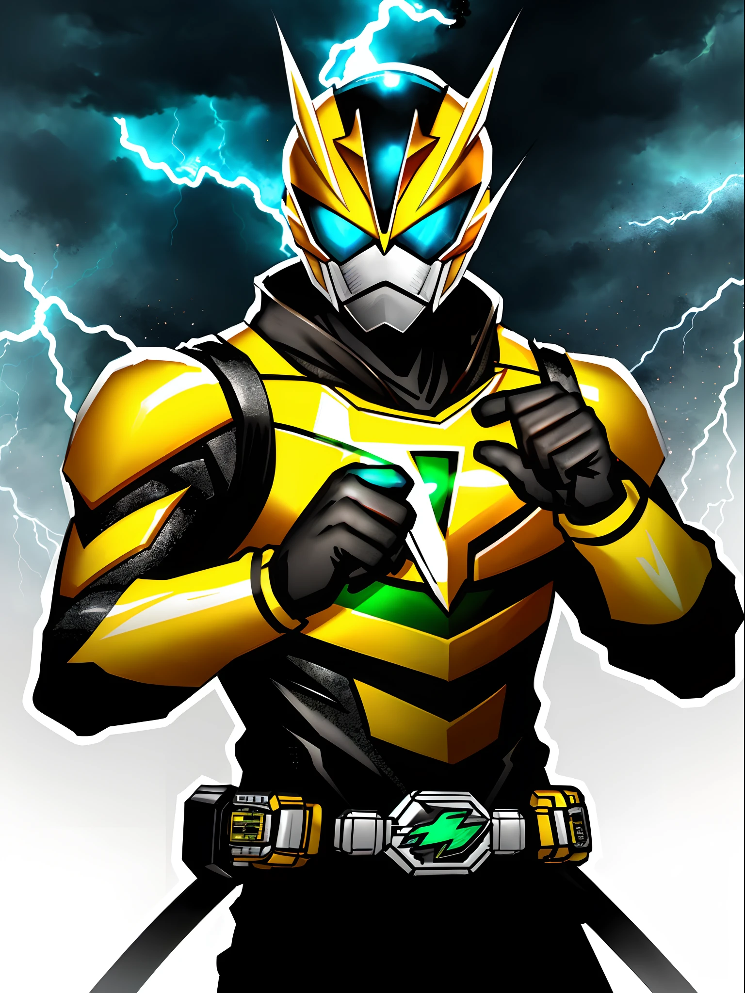 Lightning background,Yellow Kamen Rider