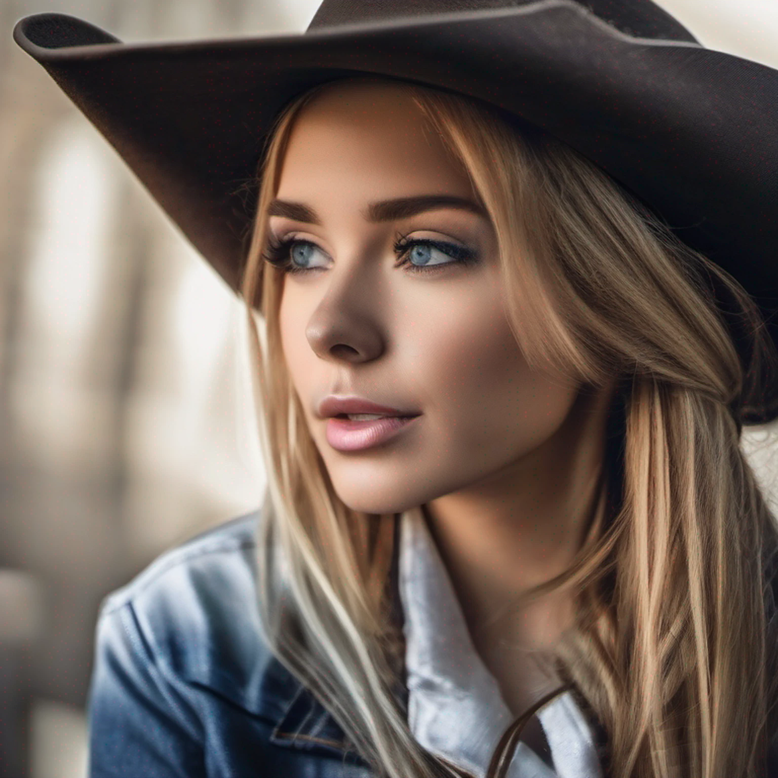 highres, sombras, absurdres, best_quality, ultra_detailed, 8k, extremely_clear, fotografia, bonito, foco nítido, hdr, A cute pop singer Supergirl with blonde hair and symmetrical blue eyes holds an acoustic guitar and sings in headphones, usando uma saia plissada, with a dynamic angle, capturada em uma foto de cowboy altamente detalhada, exuding a melancholy emotion, com tons suaves e uma mistura contrastante de luz e sombra, tudo isso enquanto enfatiza o cabelo, os olhos, the mouth and action of the subject in a composition that is both pleasing to the eye and thought-provoking.