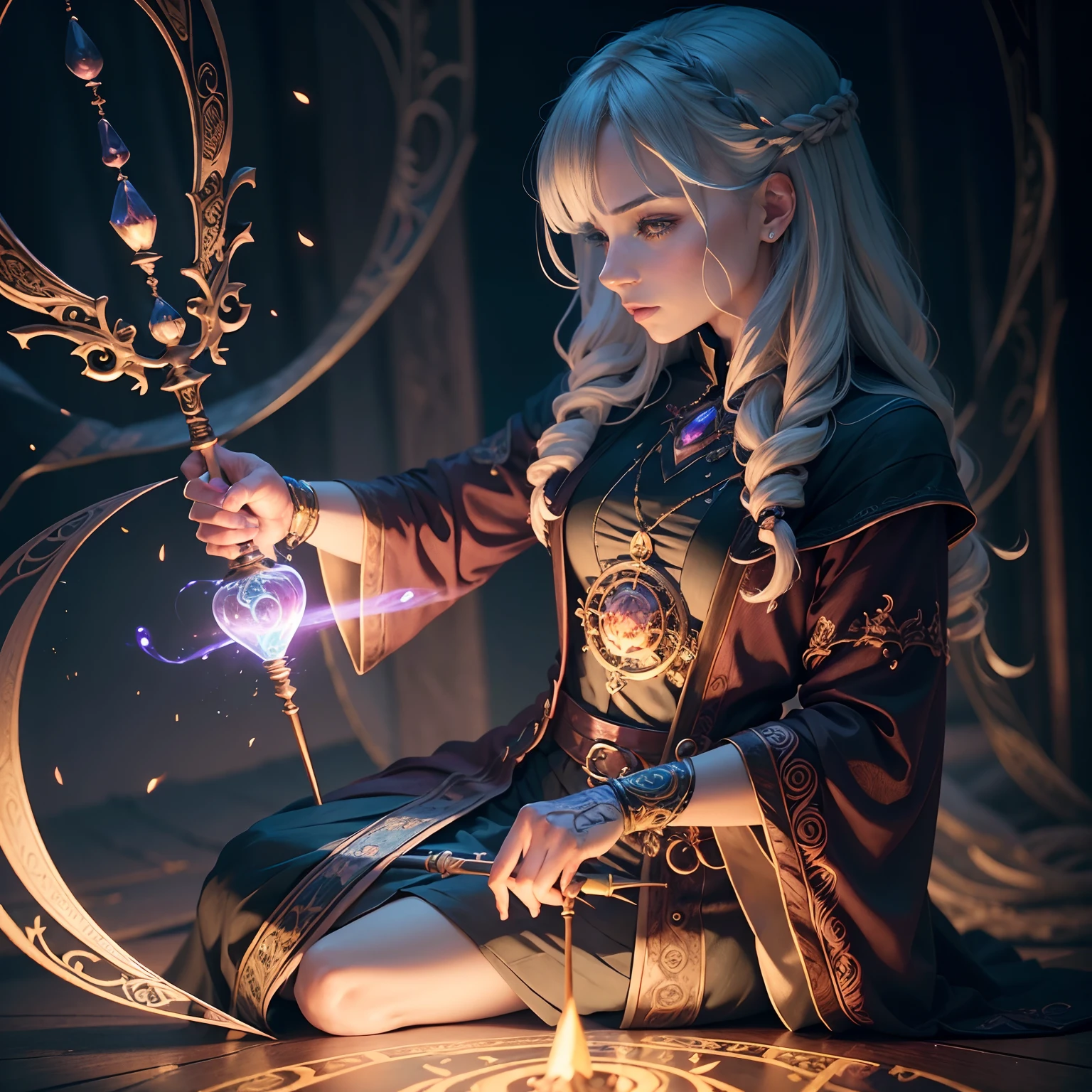 ((1woman))、「magic wands」:Represents witch power and craftsmanship、Each has unique carvings and gem accents、Images featuring an assortment of intricately designed magic wands、Ultra-Realism、Color Field Printing、high detal、nffsw、8K、tre anatomically correct、Cinematic Lighting 4D Quality、profile