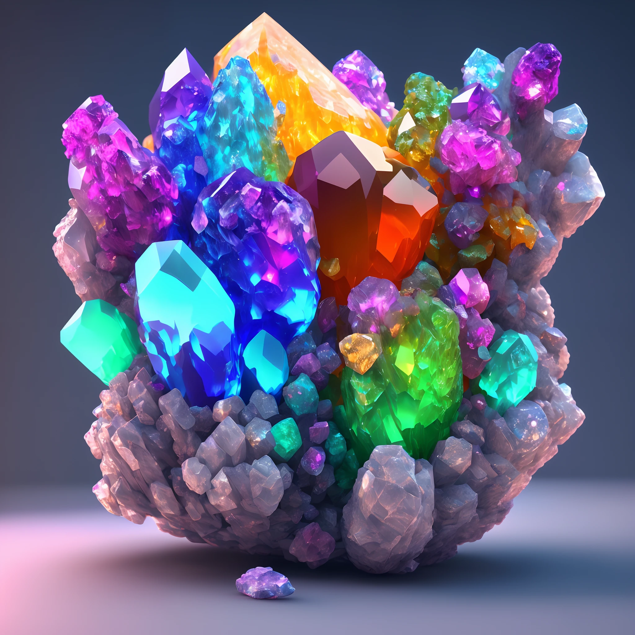 dreamlikeart beautiful mineral, rainbow crystals, ultra detailed, incredible lighting, hyper detailed, 8k, unreal engine 5, 3d render