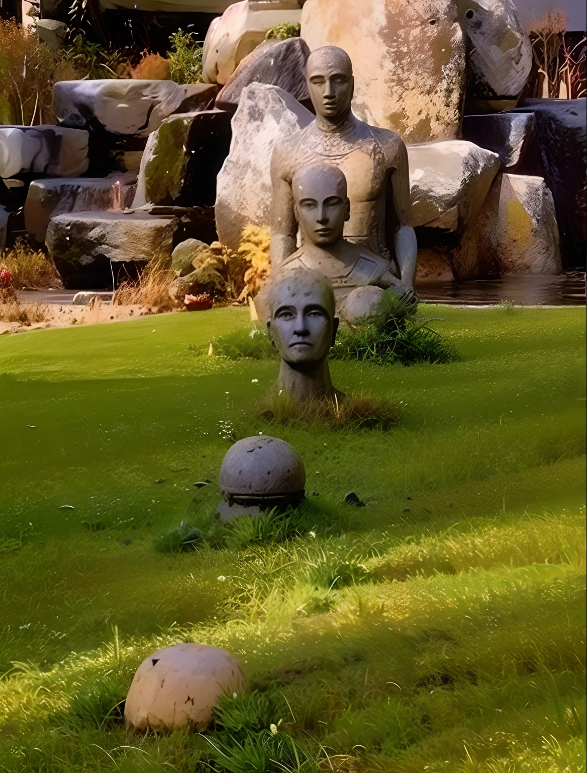 In the river stones look like human body