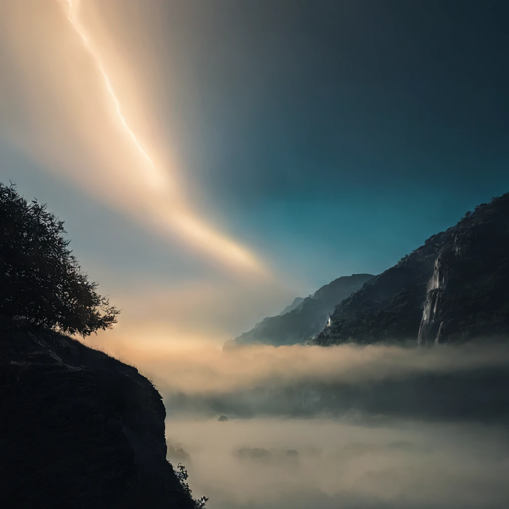 Magnificent view,Forest mountain landscape photography,Nature,It just rained,Bushes in the moonlight,Turquoise blue water,Boulders of various shapes,Alpine cliffs,1 white Phalaenopsis orchid,Minimalist cyan black and white gray tones,foggy sky,Nightmare vision, Dark fantasy plot,Perfect and excellent composition,8K分辨率,the detail,Rain trails,dampness,water stain,very wide angle shot,Jack Guzman's environmental art photography,realisticlying,cinematic compositions,Volumetriclighting,vividness, A detailed, stunning skies, Colorful clouds float,true to life, Pubic area is clear, flawless perfection, Digital SLR, 16k, 1024, 2048, 4096, A detailed, Sharp, best qualtiy, high qulity, absurderes,unmanned background,The is very detailed、Detailed lighting shadows,Trends on ArtStation、iintricate、high detal、dramatics、Midjourney Art(Volumetriclighting:1.2)hdr shot。(Faraway view,Super deep view,ultra-wide-angle,Microfocal length lens:1.2)(realisticlying:1.4)tmasterpiece、high high quality、Beautiful photography、globalillumination、