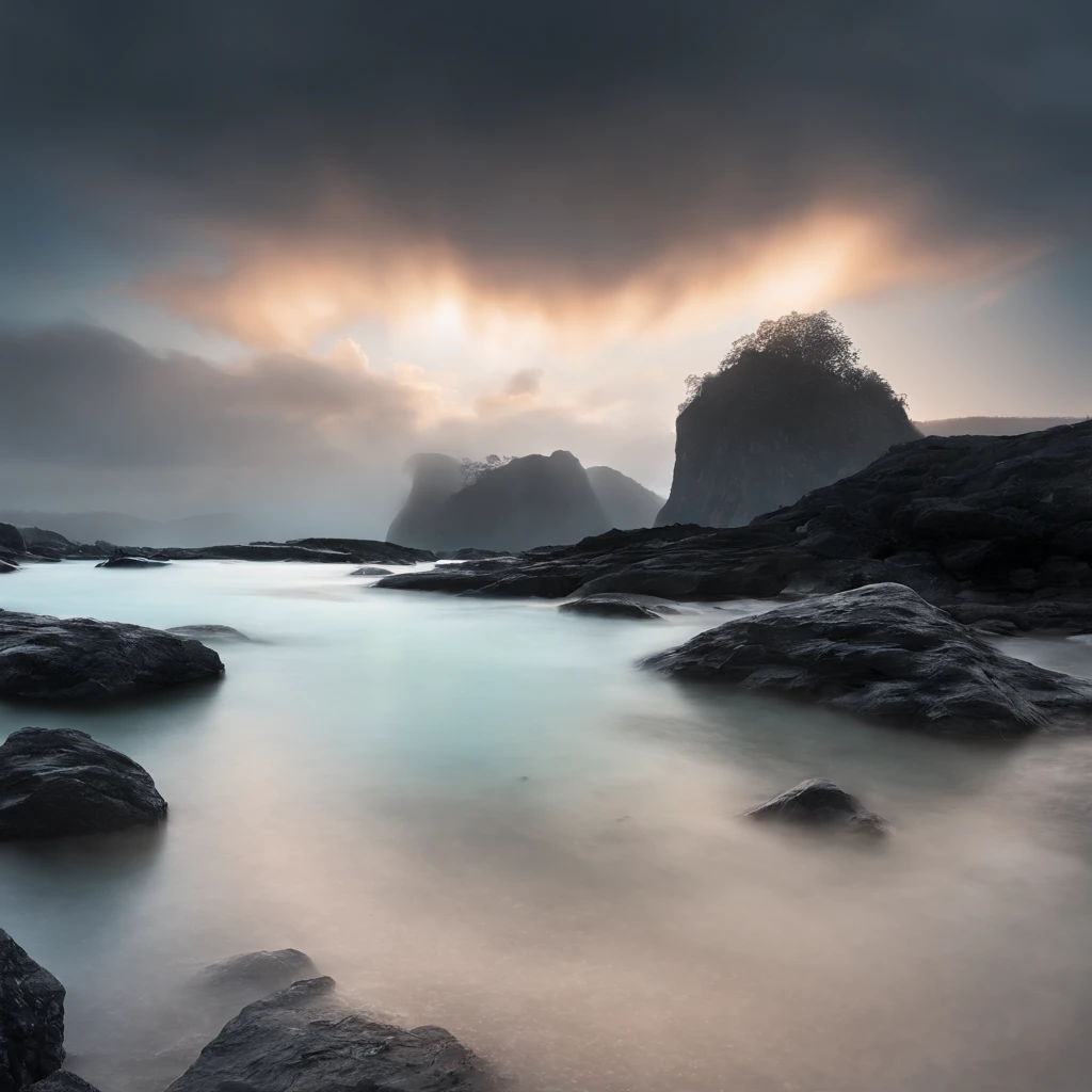 Magnificent view,Forest mountain landscape photography,Nature,It just rained,Bushes in the moonlight,Turquoise blue water,Boulders of various shapes,Alpine cliffs,1 white Phalaenopsis orchid,Minimalist cyan black and white gray tones,foggy sky,Nightmare vision, Dark fantasy plot,Perfect and excellent composition,8K分辨率,the detail,Rain trails,dampness,water stain,very wide angle shot,Jack Guzman's environmental art photography,realisticlying,cinematic compositions,Volumetriclighting,vividness, A detailed, stunning skies, Colorful clouds float,true to life, Pubic area is clear, flawless perfection, Digital SLR, 16k, 1024, 2048, 4096, A detailed, Sharp, best qualtiy, high qulity, absurderes,unmanned background,The is very detailed、Detailed lighting shadows,Trends on ArtStation、iintricate、high detal、dramatics、Midjourney Art(Volumetriclighting:1.2)hdr shot。(Faraway view,Super deep view,ultra-wide-angle,Microfocal length lens:1.2)(realisticlying:1.4)tmasterpiece、high high quality、Beautiful photography、globalillumination、
