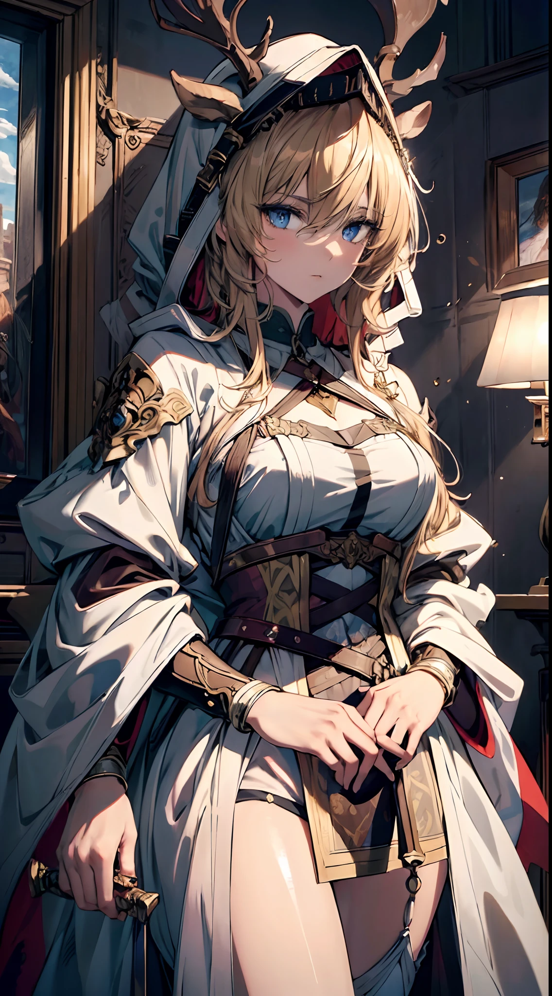 (((Masterpiece))),(incredibly_absurderes),(Best quality),(A high resolution),(Highly detailed),((CG unity 8k wallpaper)),face portrait of a  European female , Light hair, Goddess of War, Book pages Colorful art, Long curly hair, Blonde, Intimidating eyes, Sword frame, Decorative panels, Ancient, (Masterpiece, Best quality, A high resolution:1.4), Extremely detailed, Intricate details, 4K, splash of color, Line art, Fibonacci, Perfect intricate details, Best quality, High quality, A high resolution, 16k, primitive, 超A high resolution, Hyper-detailing, finedetail, An extremely delicate and beautiful, Extremely detailed, Real Shadow, Highly detailed painting,full bodyesbian，largeaperture