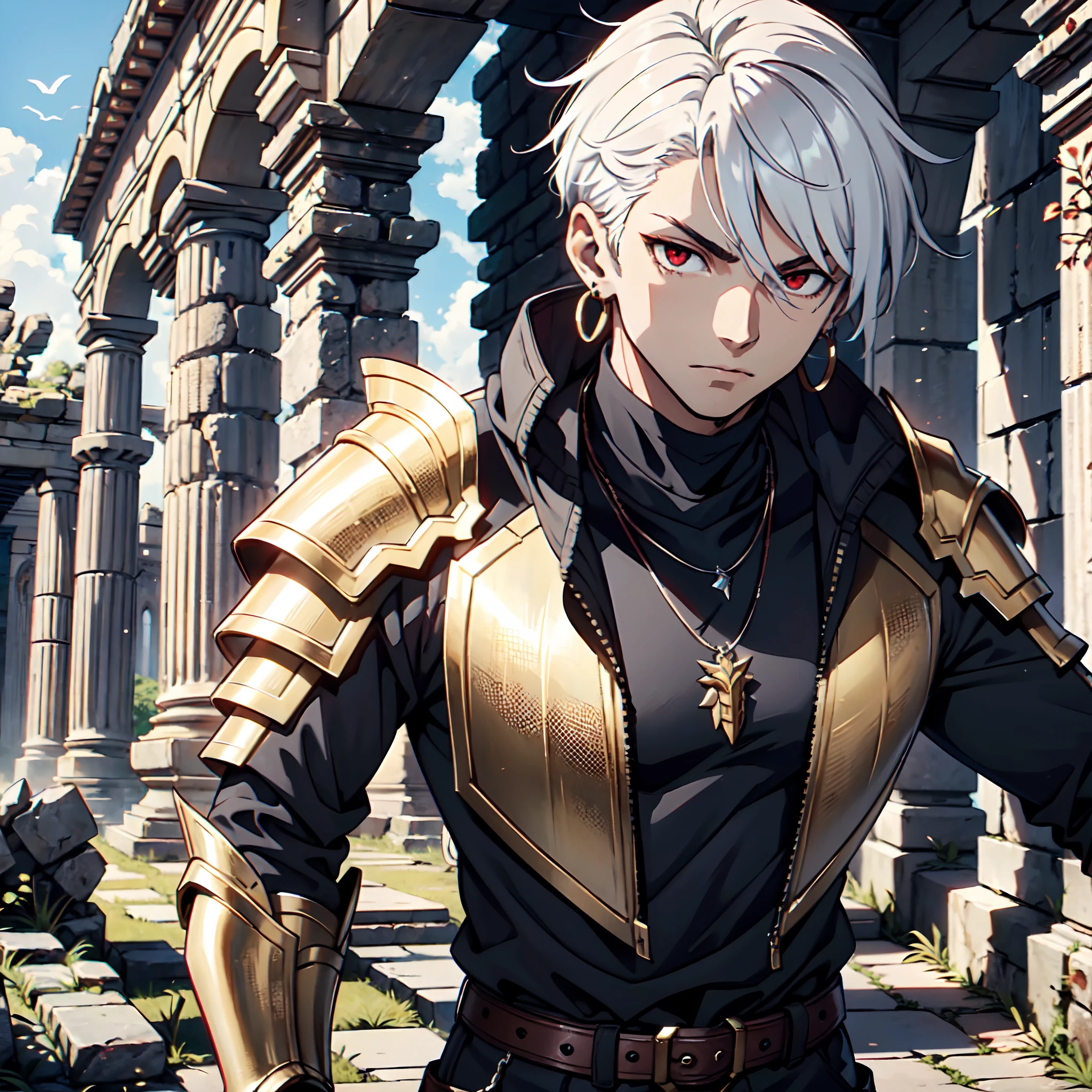128K Ultra High Definition,
128K Ultra High Quality,
128K Ultra High Resolution,
128K Resolution,
Hyper Detailed,
Hyper Quality,
Hyper Definition,
Perfectly Detailed,
Perfectly Designed,
Masterpiece,
1 Boy,
Anime,
Handsome,
White Hair,
Red Eyes,
Wearing Earrings,
Wearing Necklace,
Armored With Spartan Armor,
Ancient Ruins Background,