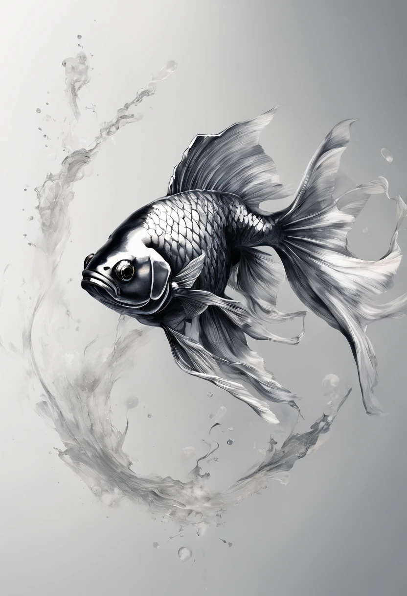 Perfect centering, Fantastic black goldfish, cheerfulness, Standing position, Abstract beauty, Centered, Approaching perfection, Dynamic, Highly detailed, Smooth, Sharp Focus, 8K, hight resolution, Illustration, art by carne griffiths and wadim kashin, Goldfish character