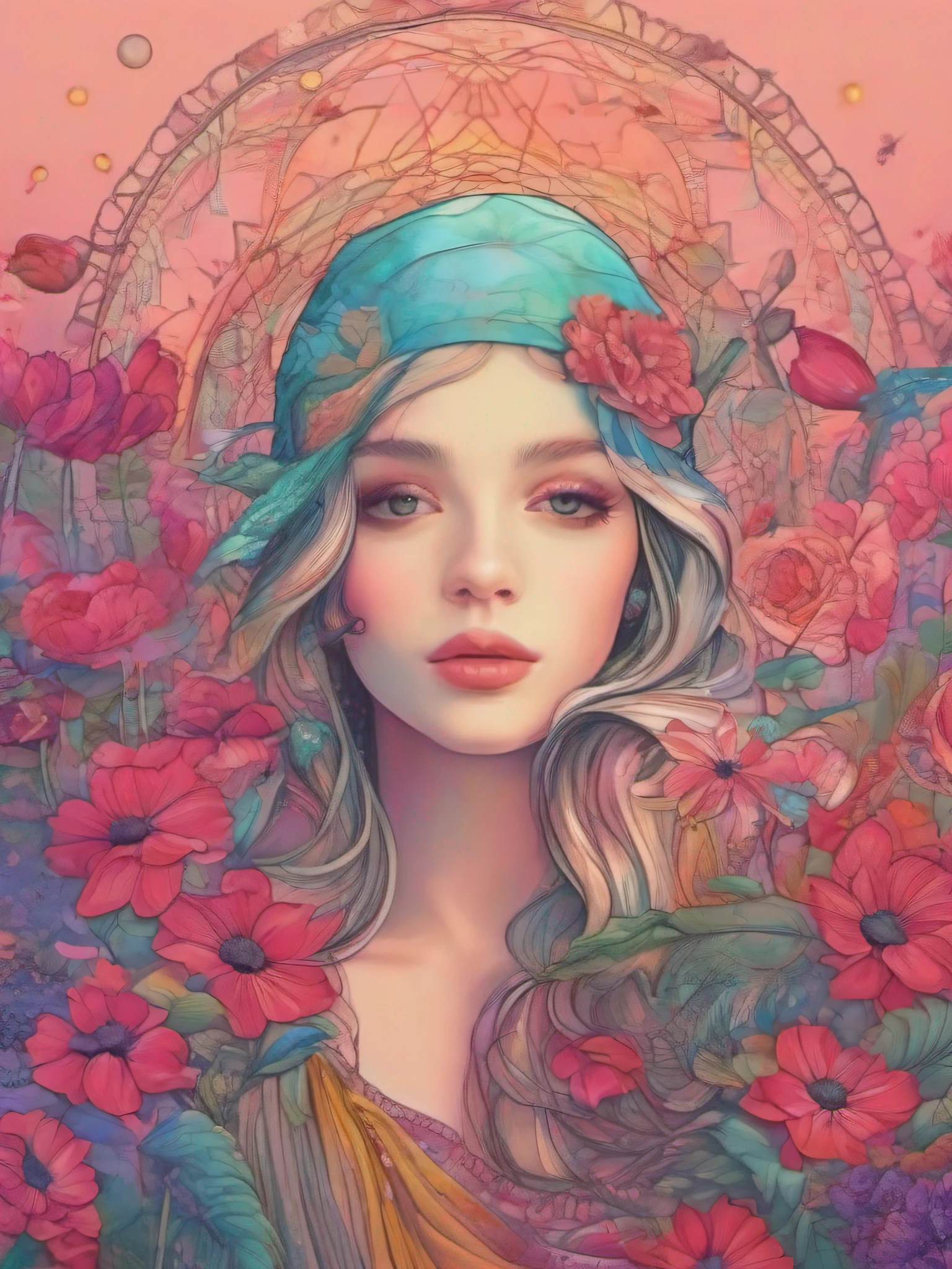 (obra-prima, qualidade superior, Signo de cancer, Melhor, Arte Oficial, Beautiful and Aesthetic:1.2), 1girl, (Arte Pop:1.4), (cancer), (Arte Nova:1.1),(cancer)