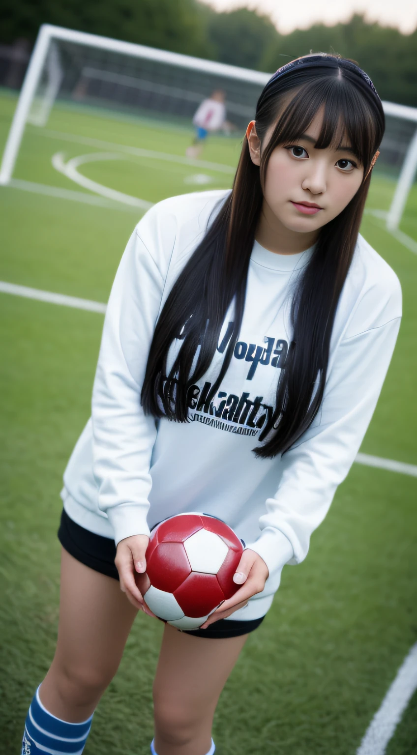 ((Playing Soccer))、((natta))、(masterpiece、top-quality) 、kawaii、(Colossal tits:1.2)、((20 year old woman:1.2))、Young adorable Japan face, ,Soft portrait shots,in 8K,、Young cute gravure idol