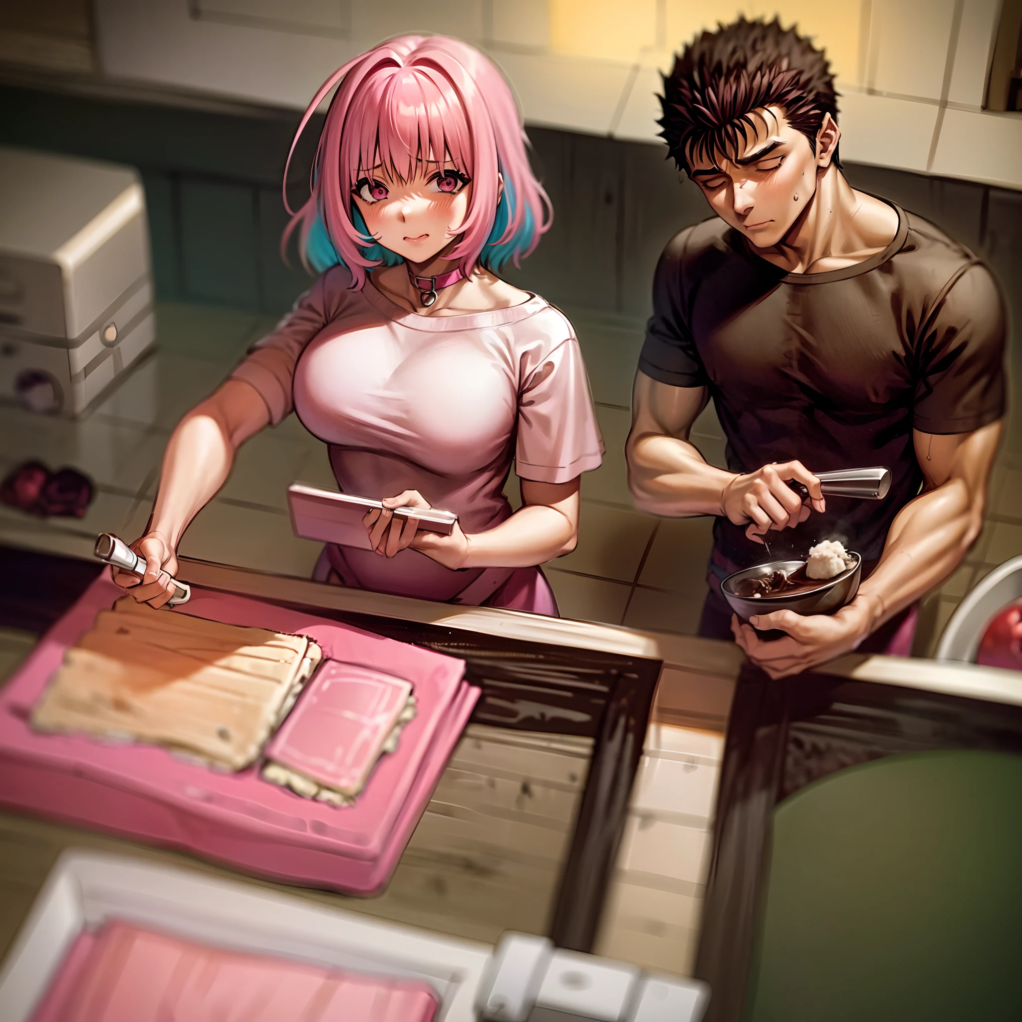 riamu yumemi, guts, couple, husband and wife, riamu motherly, house wife, cooking, mother and son, children , family, happy