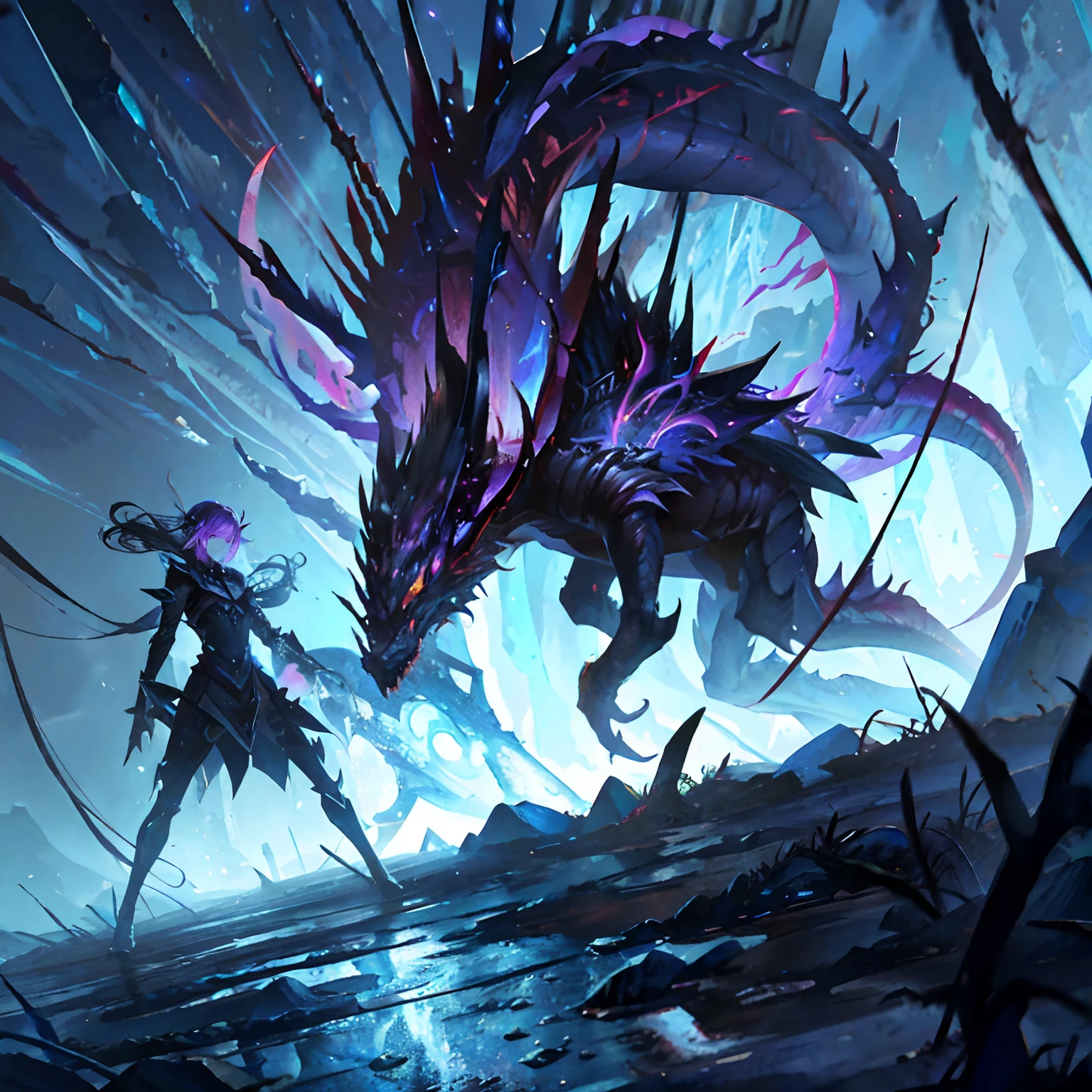 Demonic Dragon in a Dark Cave, epic fantasy digital art style, epic fantasy art style, 2. 5 d cgi anime fantasy artwork, epic fantasy art style hd, detailed digital 2d fantasy art, 4K fantasy art, epic fantasy illustration, D&D Art Dragon Epic Fantasy Artwork, epic fantasy game art terrifying monsters