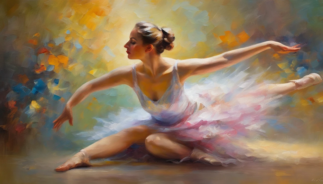 Young classical dancer, With ballet poses, female 18 years old, Portrait shot by 8 Kobra masters、People of the highest quality、Morning、1girl in、There is bright light、blissful、Cool morning sun、(spark of light:0.7) 、walked、The landscape