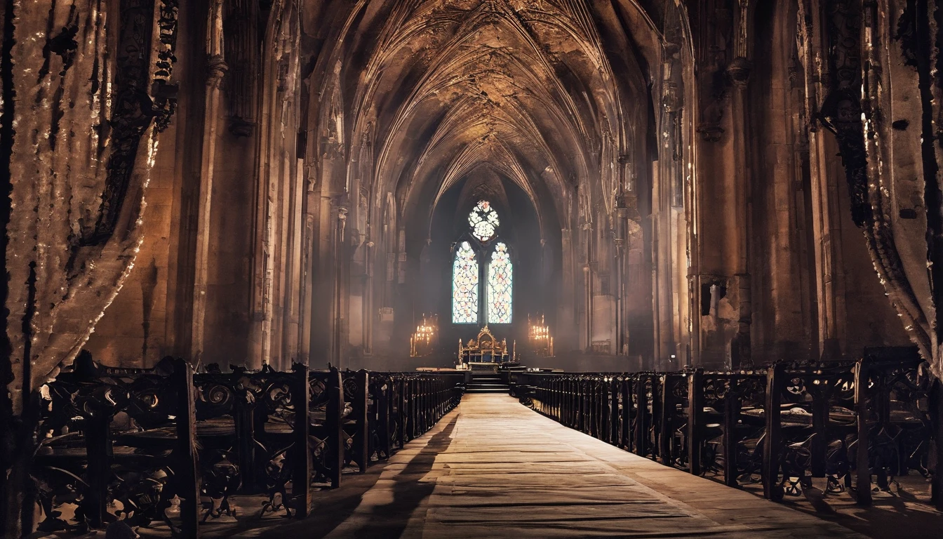 /imagine prompt: color photo of: "Dracula's castle seen from inside one of the rooms, gothic style" 
,paredes de pedra escura e imponentes, 
,uma lareira antiga e imensa, com brasas crepitantes,
,janelas altas e estreitas, cobertas por cortinas pesadas,
,solid wood furniture, adornados com detalhes entalhados,
,um tapete vermelho e luxuoso, Stretched across the stone floor,
,uma atmosfera misteriosa e sombria, permeated by a sense of suspense,
,uma luz fraca e difusa, que destaca as sombras e os contornos,
,Canon EOS Rebel T7i digital camera,
,filme colorido Kodak Portra 400,
,lente Canon EF 24-70mm f/2.8L II USM,
,Long exposure technique to capture the details of darkness,
,Tim Burton, Guillermo del Toro, Dario Argento, Edgar Allan Poe