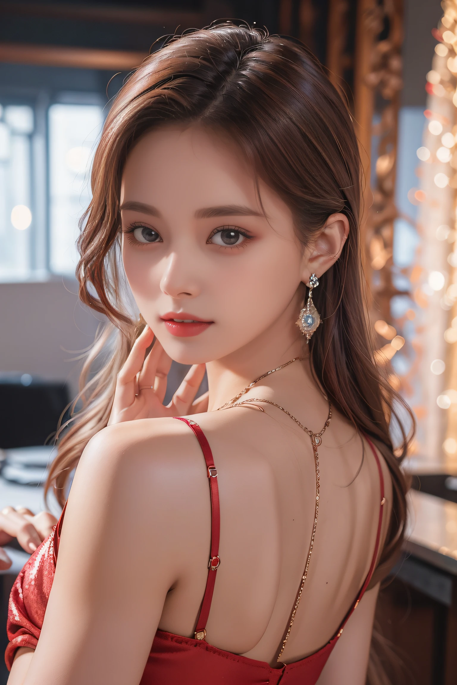 Top quality work，Photorealistic works，Ultra Premium Graphics，8K HD CG works，High-quality graphics，High-definition fine CG works，10x pixel，Ultra-fine details：1.1，Advanced technical details：1.1Photographically realistic，Indoor lighting effects：1.5，Natural light：1.5. light effect（Virtual Light Effects：1.8），超A high resolution，Shiny Blue Dress，Long silver hair，Silver hair，Transparent hair，High Detail Hair（Premium Hair Detail：1.1）Clear eyes，Good looking double eyelids，Sharp eye makeup, Delicate makeup for eyelashes, Thin eyebrows, ultradetailed eyes，High Nose, lovely red lips, Rose cheeks, Face with delicate makeup , Pretty Face, A perfectly proportioned face,（Advanced facial details：1.1）Collection of shiny blue luxury dresses，Blue Sequin Dresses，Sequin coat，shiny，Tight long skirt，Summer Sexy Hip Wrap Fishtail Sleeveless Commuter Maxi，Horse Stockings 100%Oil Gloss Panst Gloss Silk Luster 8D Black Silk Woman，stiletto heels，mitts，Beautiful long dresses，wonderful dress，Bright Red Series，Haute Couture Dresses Collection，Dress Photography，Authentic dress works，In the banquet hall，Women's Artwork，full-body view，Goddess of Dress，真实感，amazing，Today's eyes are bright