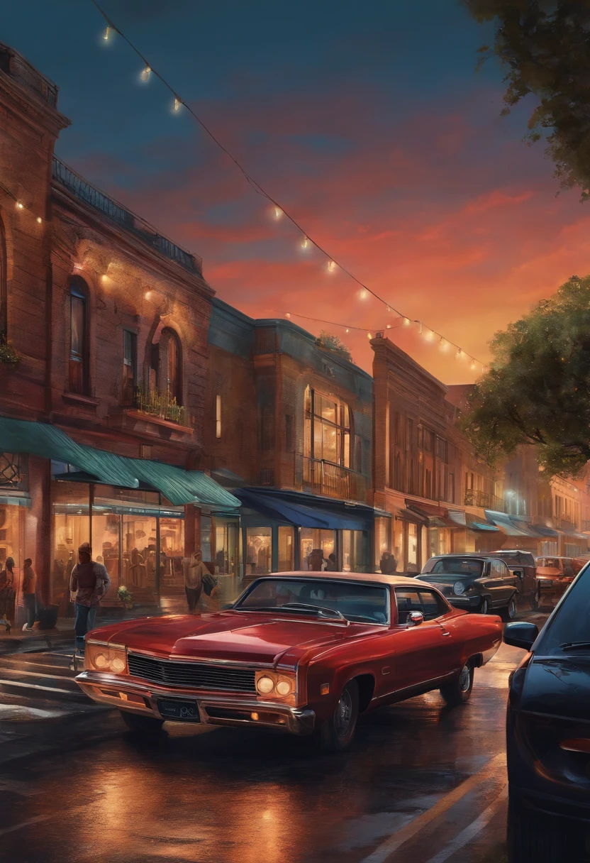 Illustration style People occupy the parking lot on the side of the street，Used to create and rest