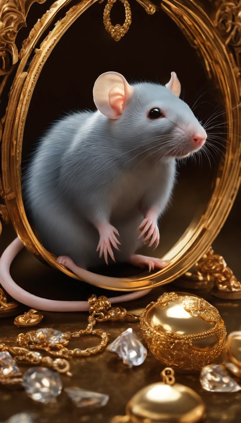 Wise rats,The body is shining,The floor is full of jewelry,Smart and intelligent,adolable。Shiny hair,